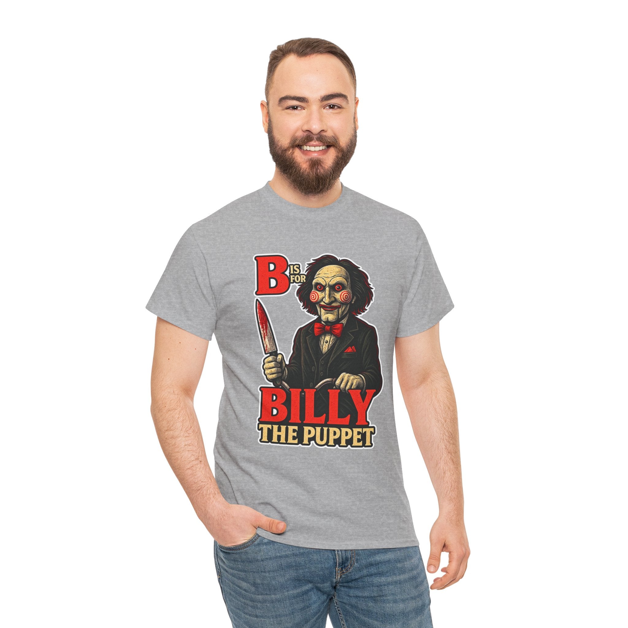Billy the Puppet Horror Tee — Jigsaw-Style Killer Doll Graphic T-Shirt