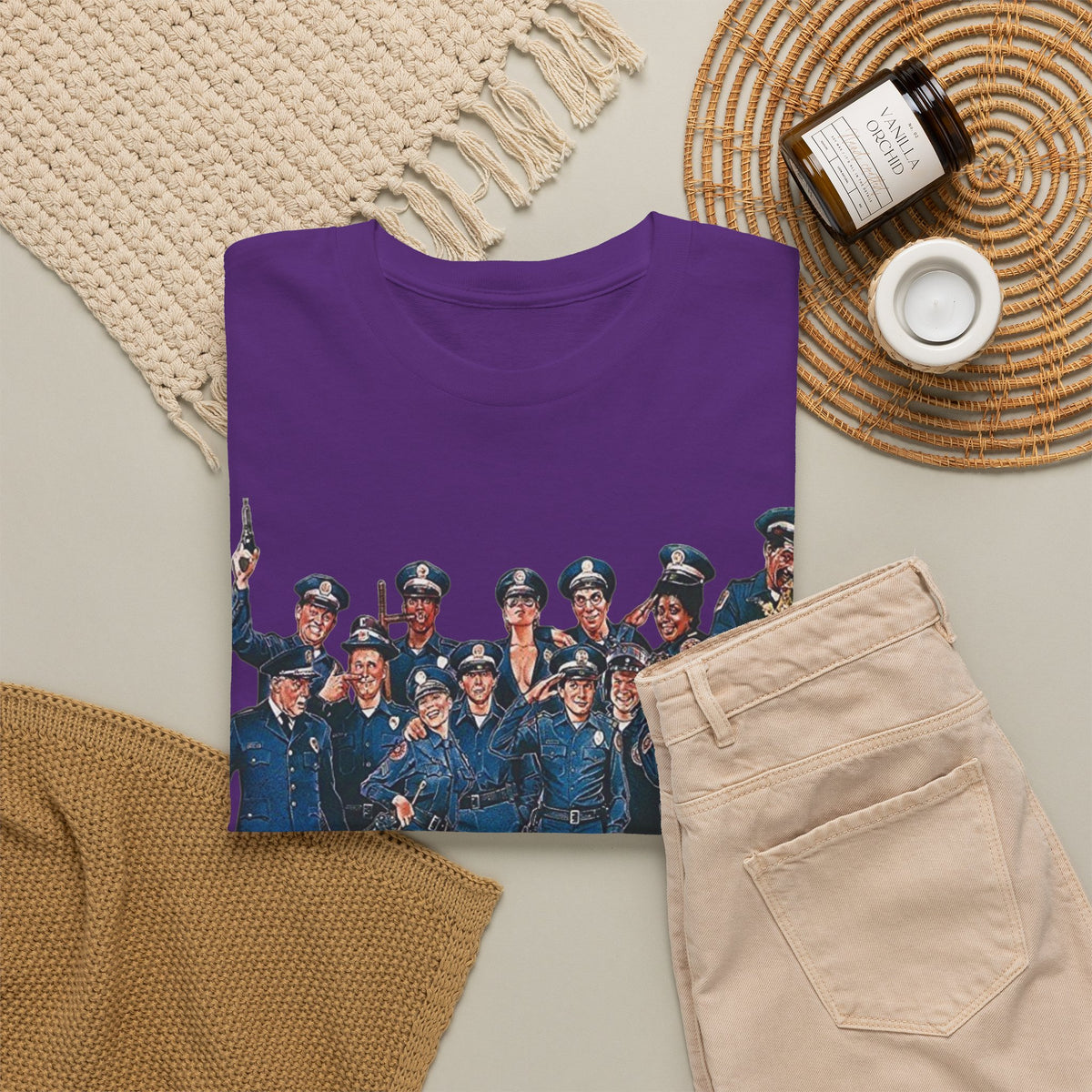 Police Academy Movie Inspired Cotton T‑Shirt — Retro Squad Photo Tee