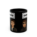 Oasis Inspired Cartoon Band Black Mug — Liam & Noel Ceramic Coffee Cup (11oz/15oz)