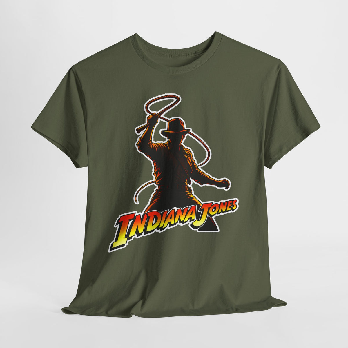 Indiana Jones Inspired Adventure Movie Graphic Tee — Iconic Whip Silhouette with 'Indiana Jones' Logo