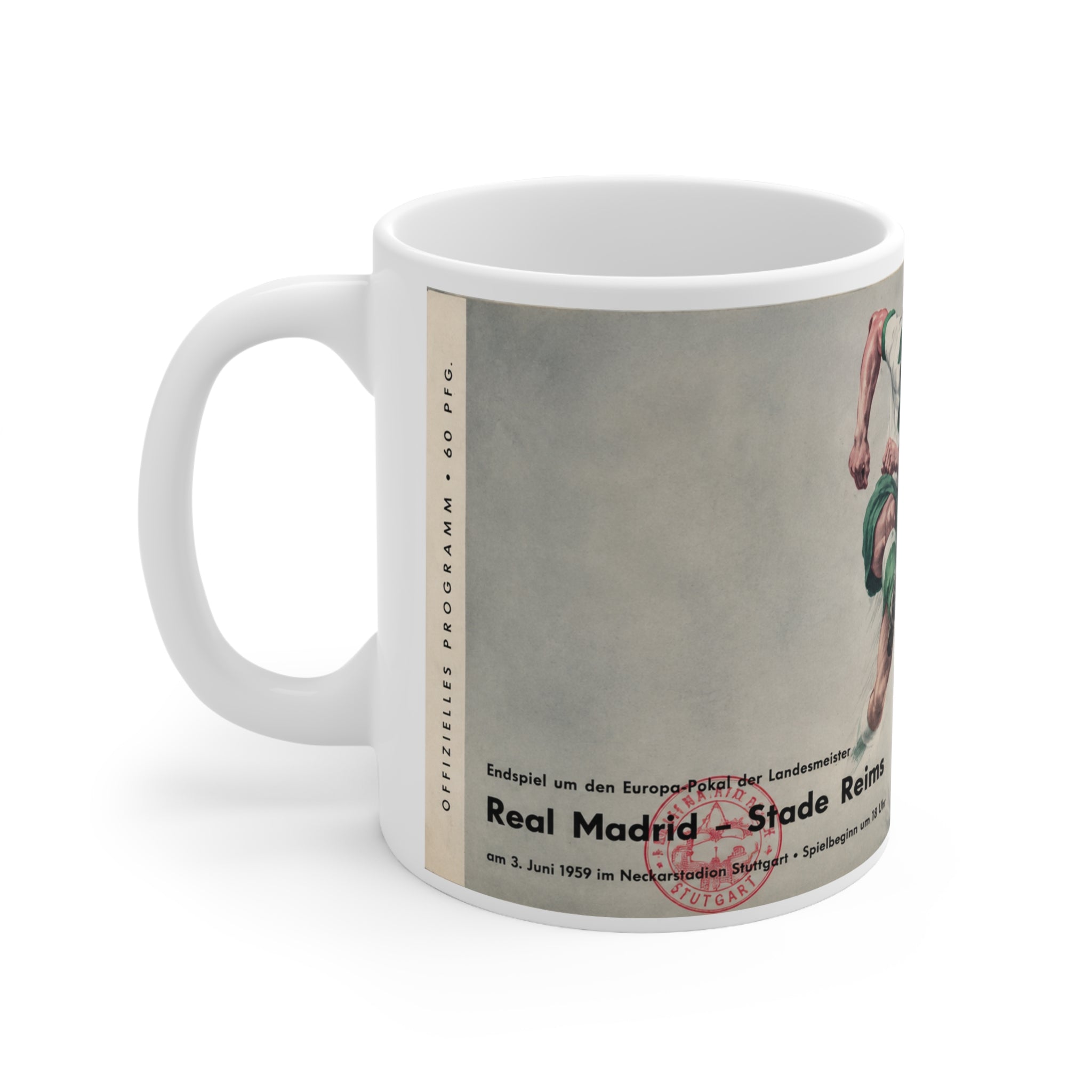 1959 European Cup Final Programme Cover Inspired Mug — Real Madrid vs Stade Reims Ceramic Coffee Cup