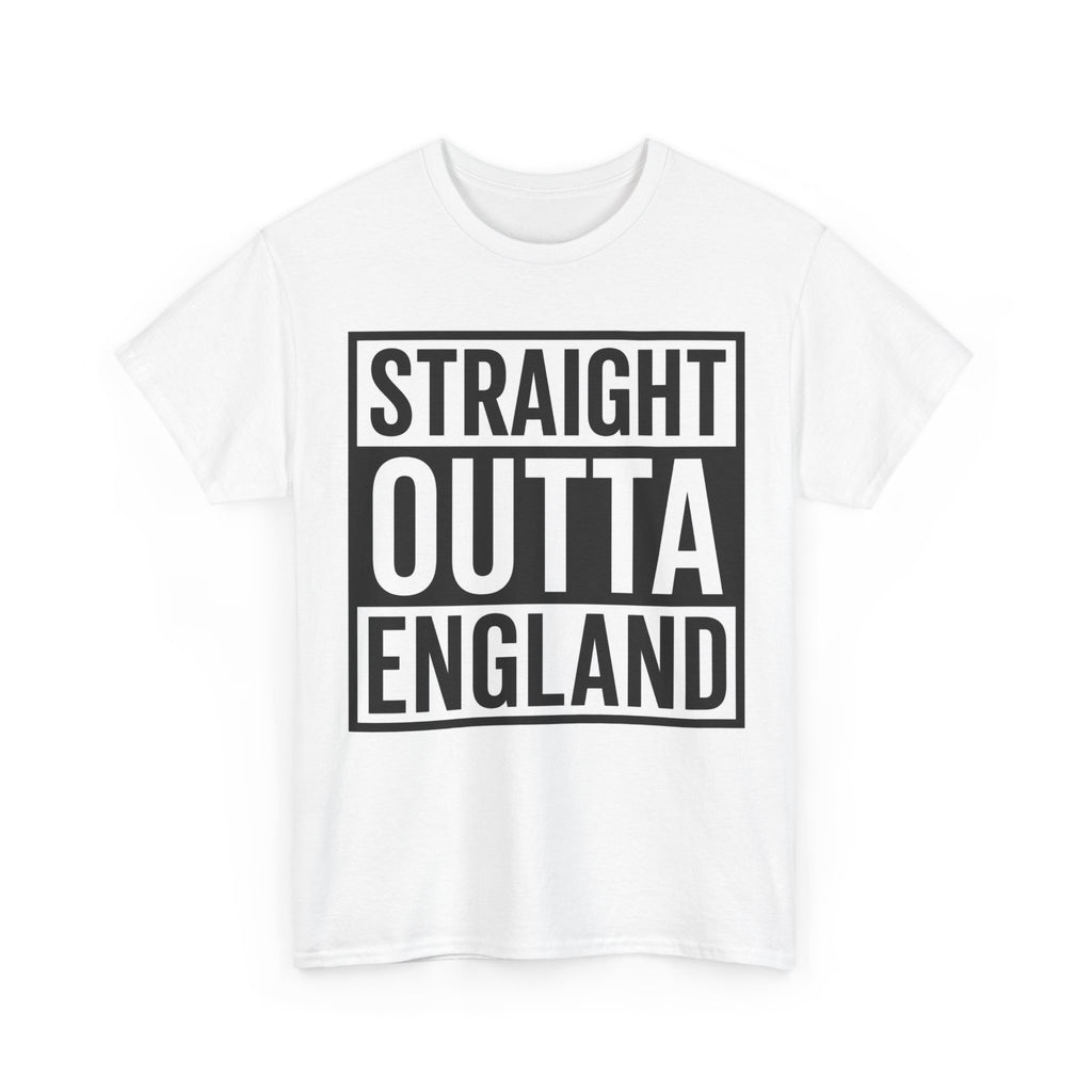 Straight Outta England T-Shirt — Bold Black Typography Tee for Brits & Expats