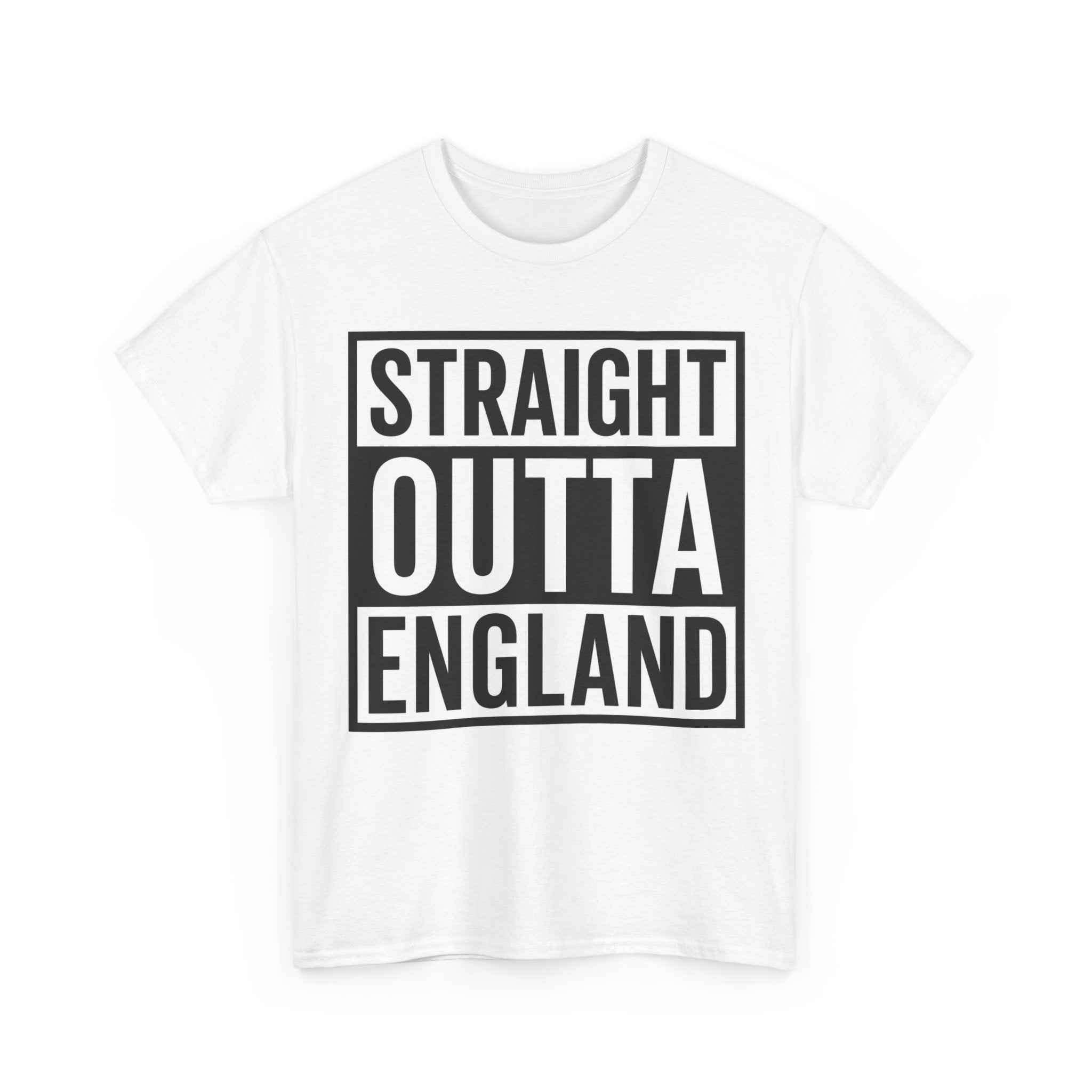 Straight Outta England T-Shirt — Bold Black Typography Tee for Brits & Expats