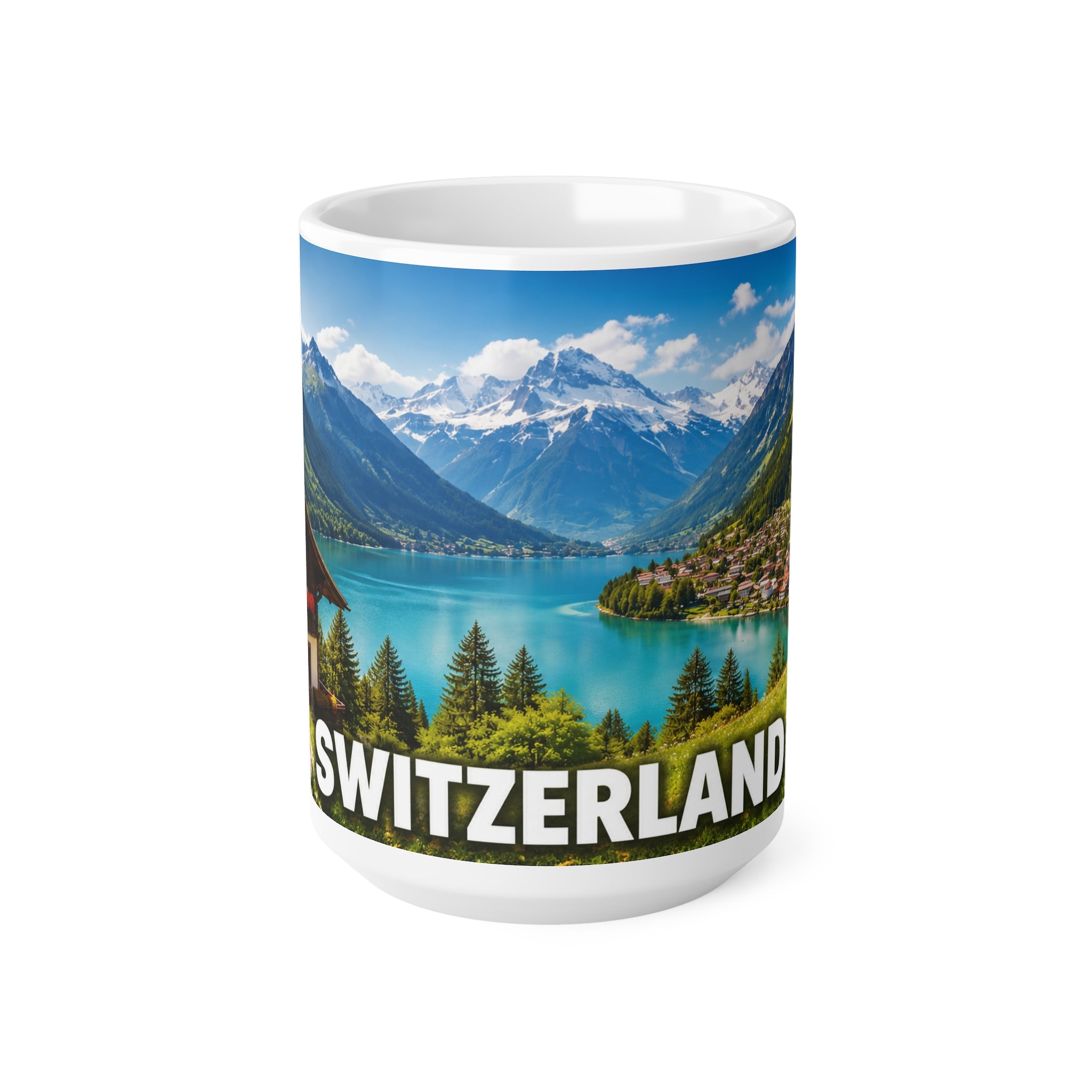 Switzerland Scenic Coffee Mug — Alpine Lake & Chalet 11oz/15oz