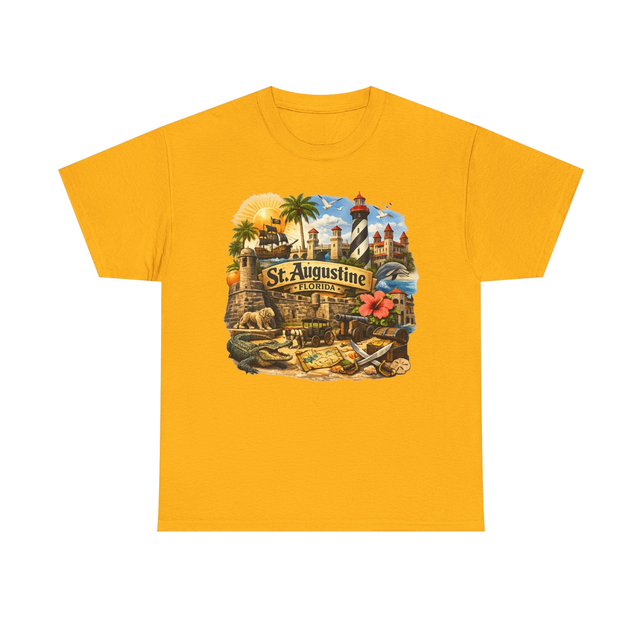 St. Augustine Florida Vintage Travel Tee — Retro Beach & Lighthouse Souvenir T-Shirt