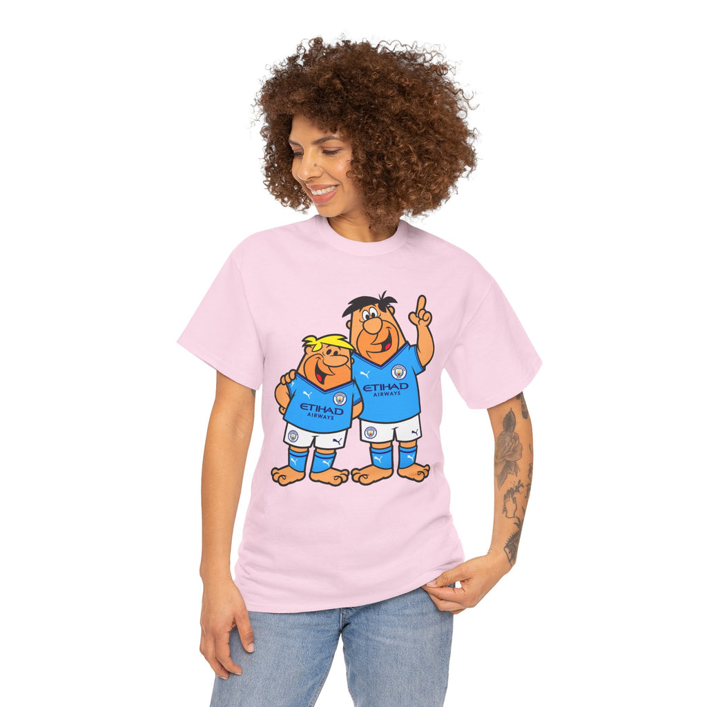 Manchester City The Flintstones Etihad Airways Cartoon Cotton T-Shirt