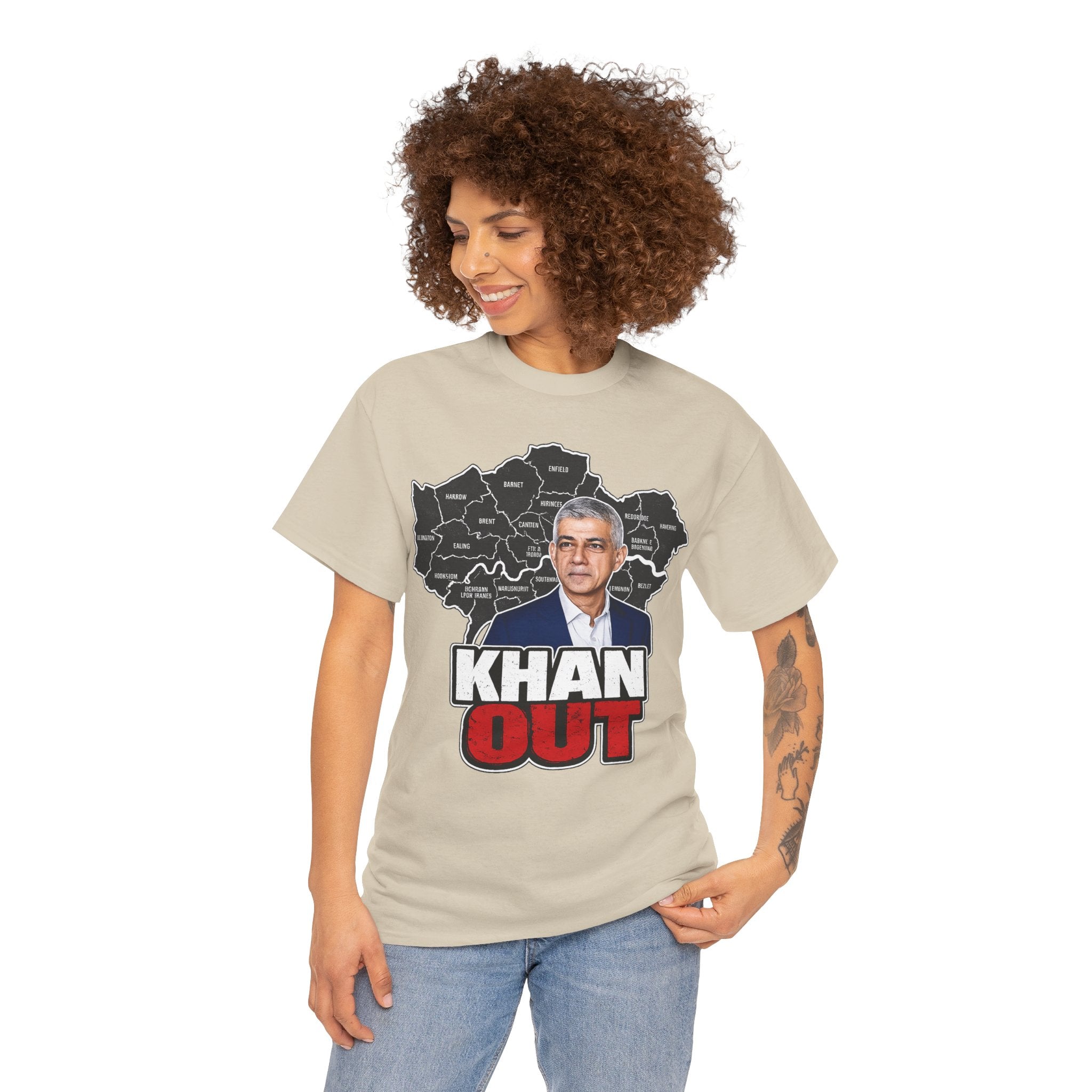 Sadiq Khan Out" Political Protest Tee with Sadiq Khan Graphic T-Shirt