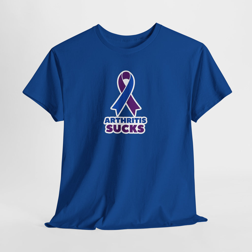 Arthritis Sucks Awareness T-Shirt — Purple & Blue Ribbon Support Tee