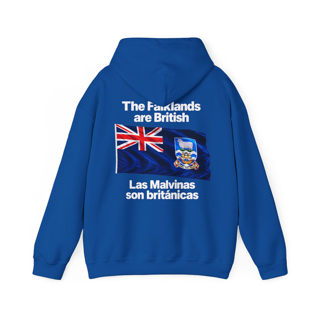 Falklands Are British Hoodie – Bilingual 'Las Malvinas son británicas' Flag Pullover
