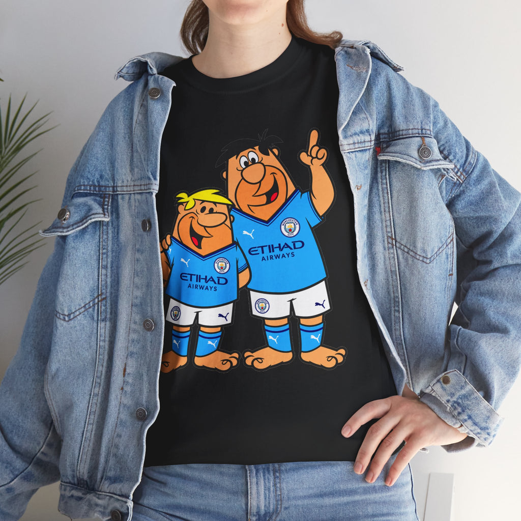 Manchester City The Flintstones Etihad Airways Cartoon Cotton T-Shirt
