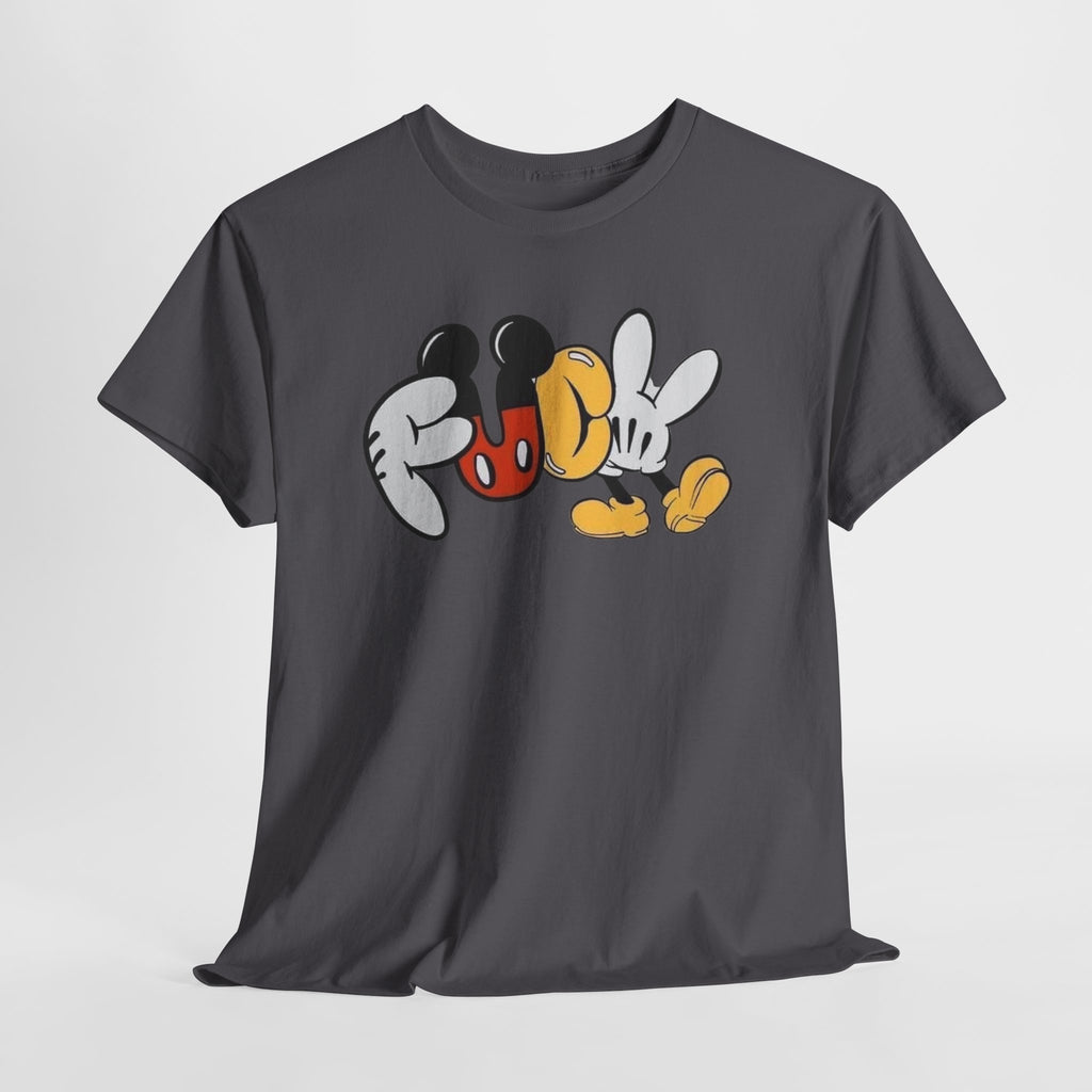 F**K Disney Graphic Tee — Playful Cartoon Hands & Shoes Design
