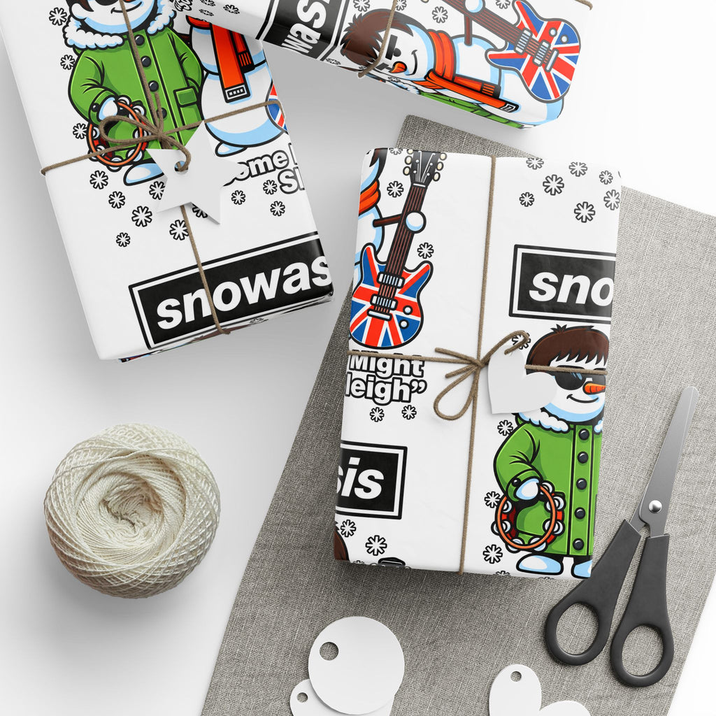 Snowasis #Oasis Inspired Holiday Wrapping Paper – Cute Snowman & Snowdog Pattern