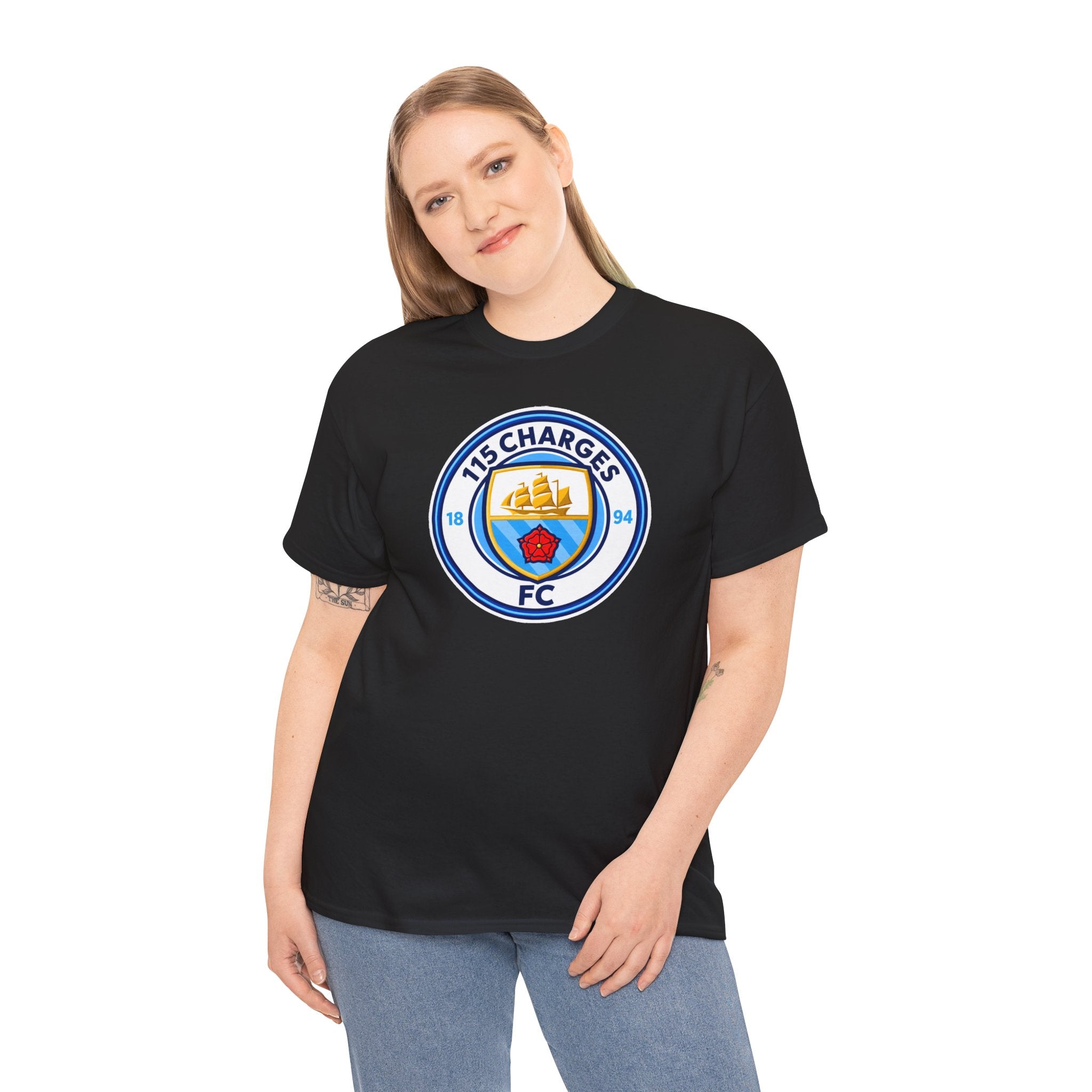 115 Charges FC Crest Cotton Tee — Vintage Blue Club Logo T-Shirt