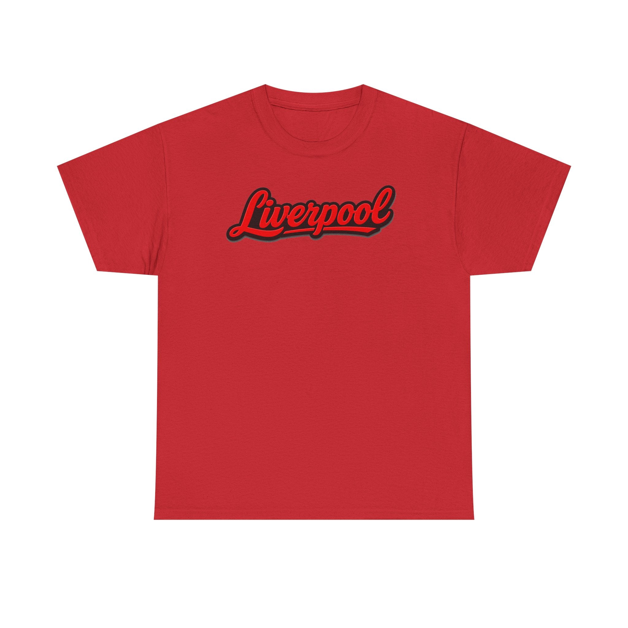 Liverpool Script T-Shirt — Retro Red Script Football Fan Tee