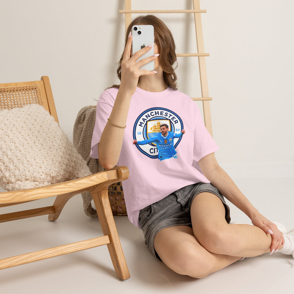 Bernardo SIlva Manchester City legend Cotton T‑Shirt — Blue Crest Football Tee