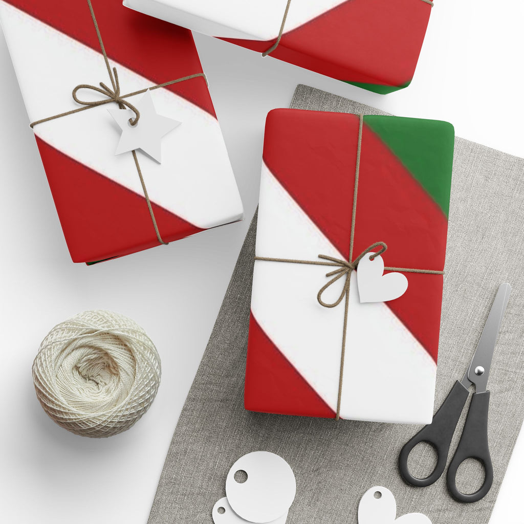 Holiday Candy Cane Stripe Wrapping Paper — Red & Green Christmas Gift Wrap