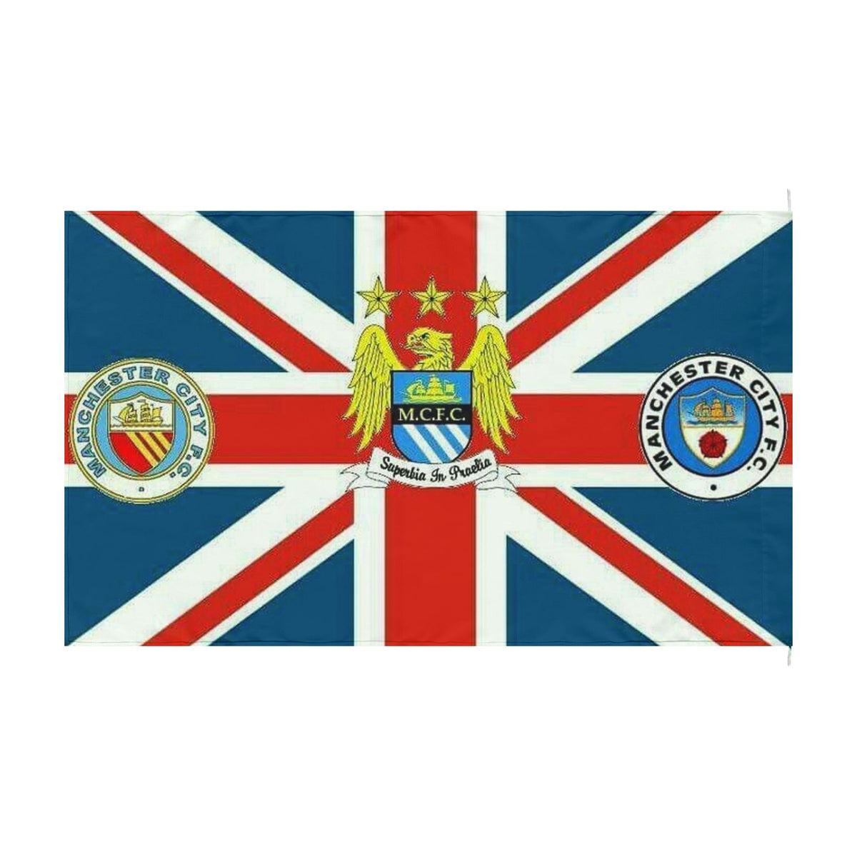 Manchester City Retro Union Jack Double-Sided Fan Flag