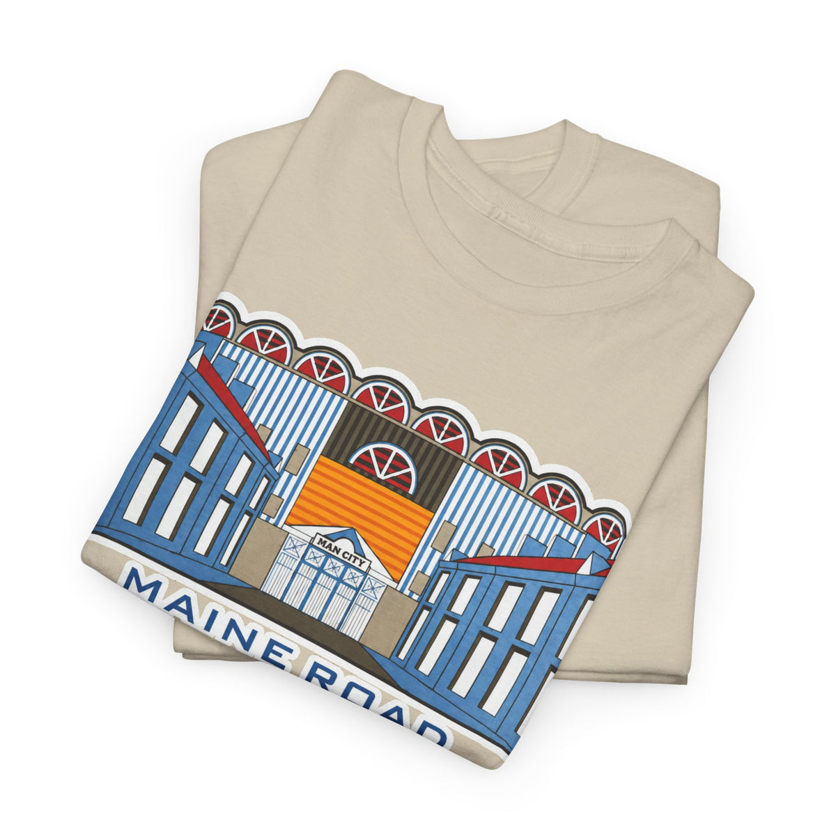 Maine Road 1923–2003 Cotton T-Shirt — Vintage Stadium Illustration Tee