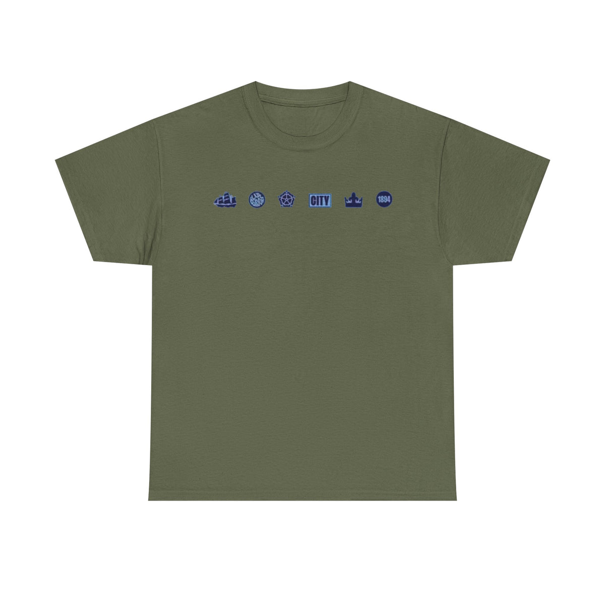 Manchester City Minimal City Icons Tee — Navy Skyline Icons Chest Print