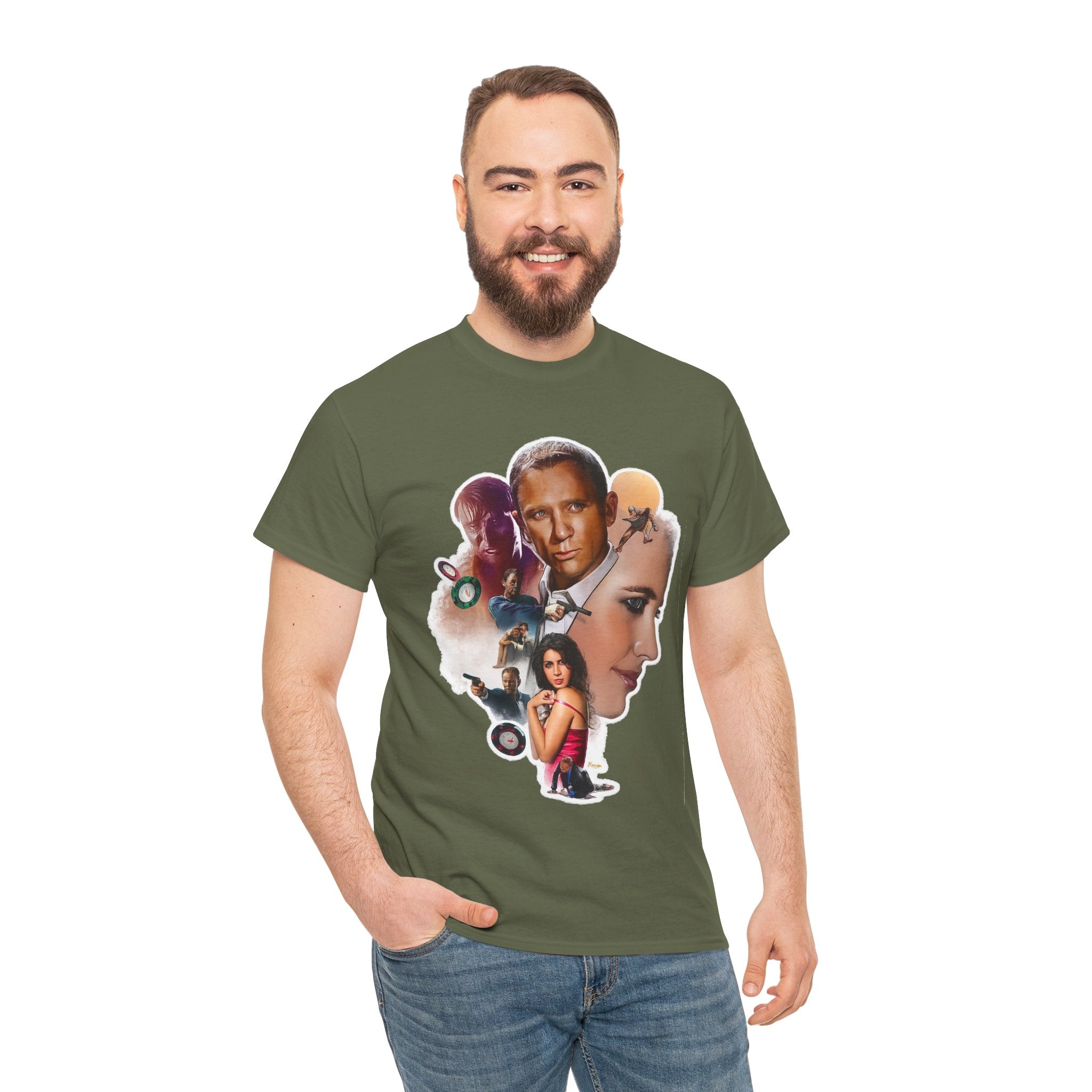 Jame Bond Movie Collage T‑Shirt — Vintage Film Noir Portrait Tee