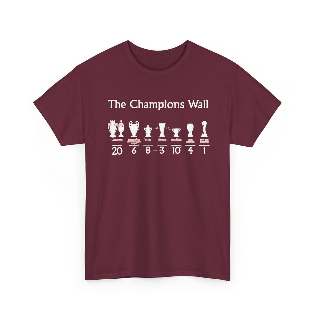 Liverpool The Champions Wall T-Shirt – Soccer/Football Trophy Timeline Tee