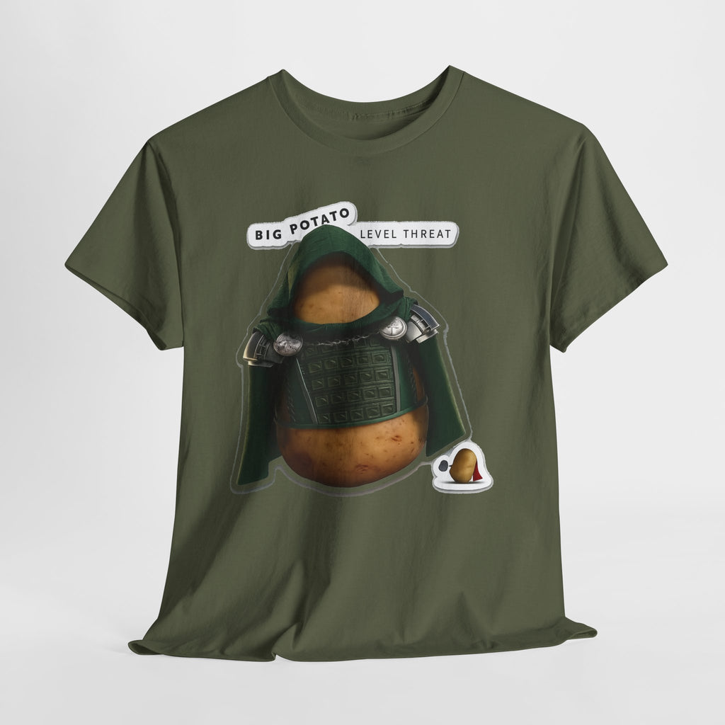 Big Potato "Level Threat" Doom Tee — Funny Potato Soldier Graphic T-Shirt