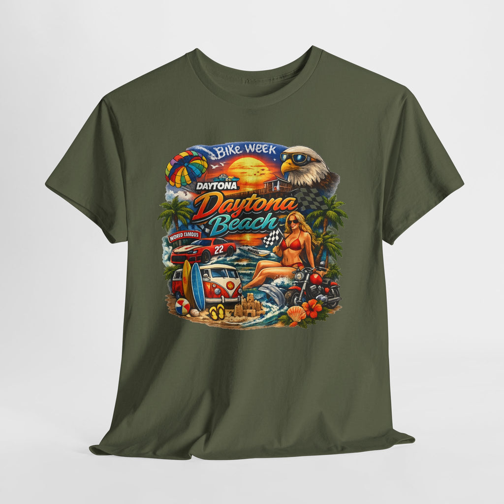 Daytona Beach Vintage Surf T-Shirt — Retro Sunset Palm Beach Tee