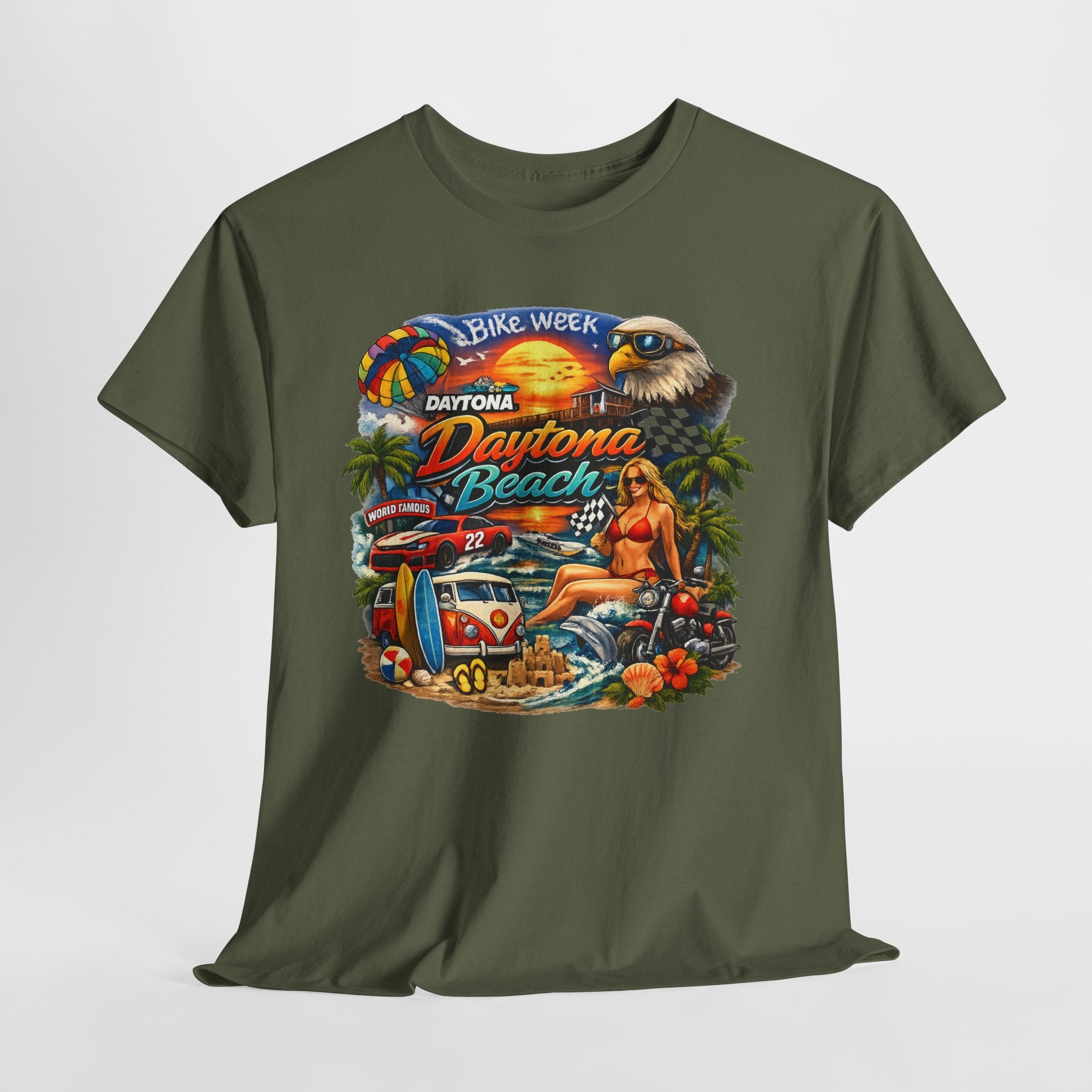 Daytona Beach Vintage Surf T-Shirt — Retro Sunset Palm Beach Tee