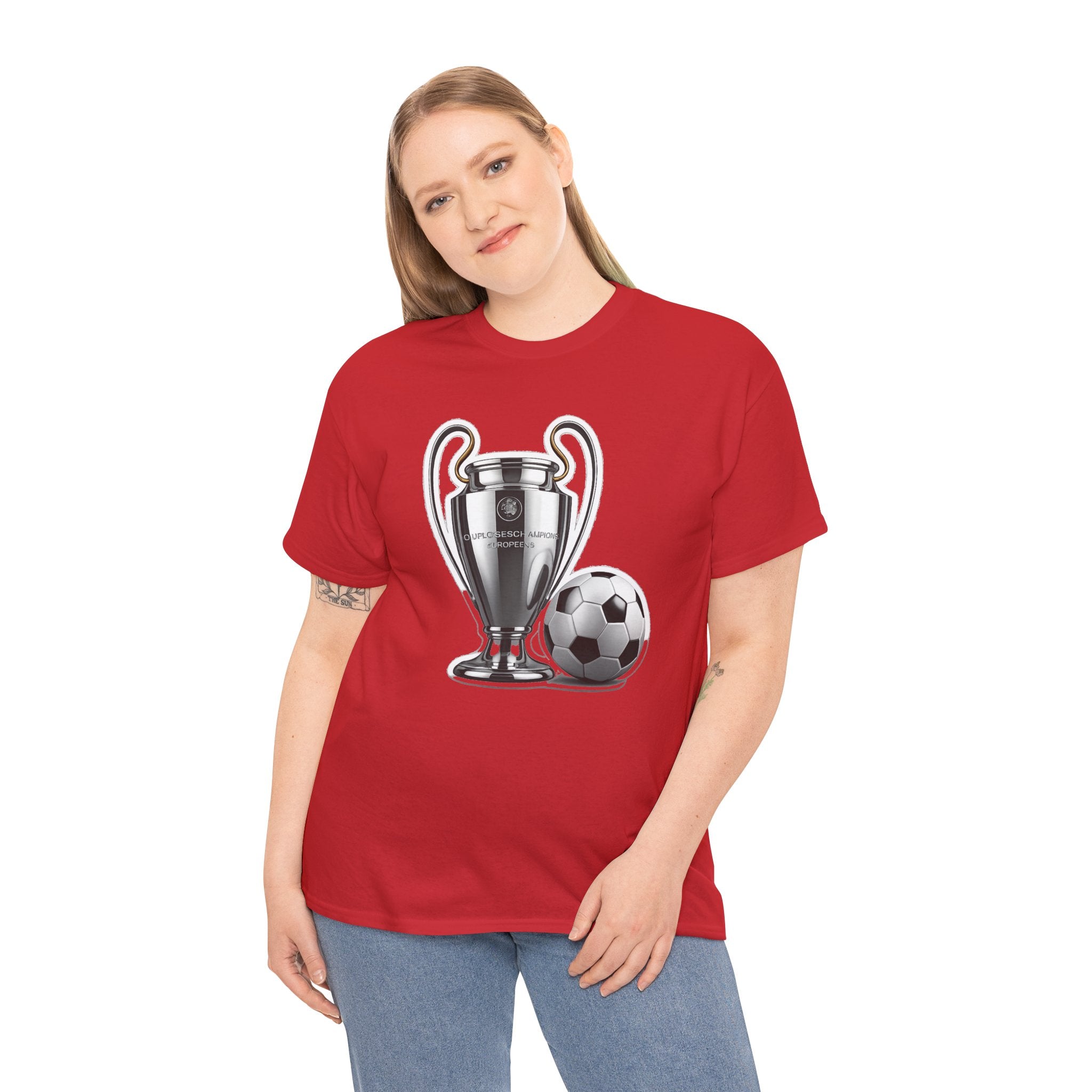European Cup / Champions League Trophy & Ball Graphic Cotton T-Shirt