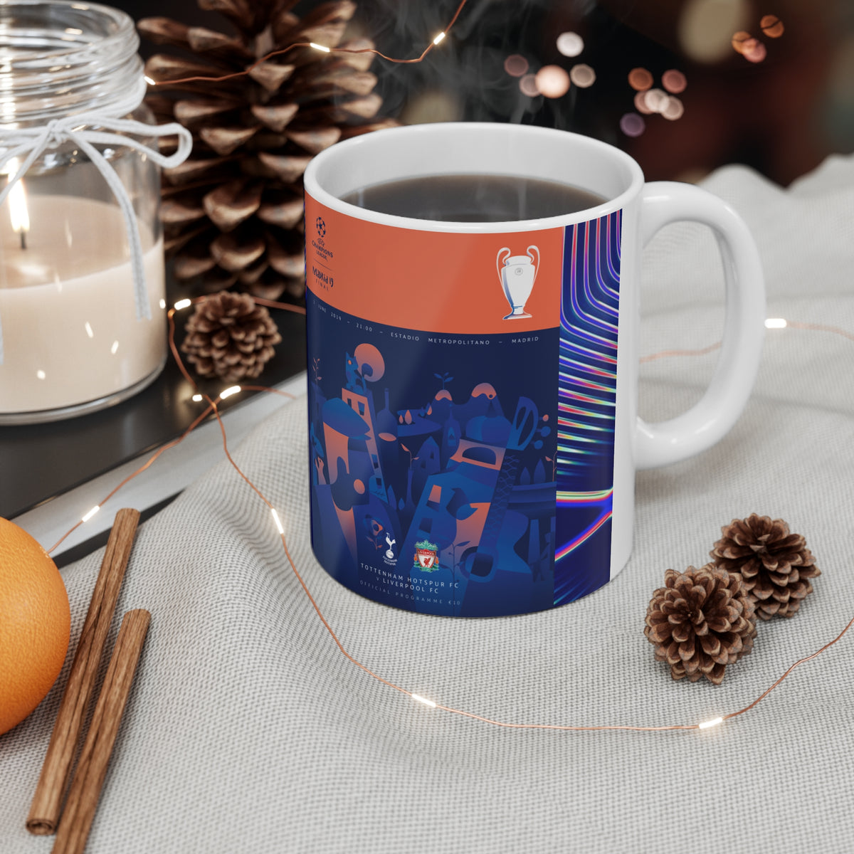 Liverpool 2018 & 2019 UEFA Champions League Finals Programme Covers Inspired Ceramic Coffee Mug — 11oz & 15oz