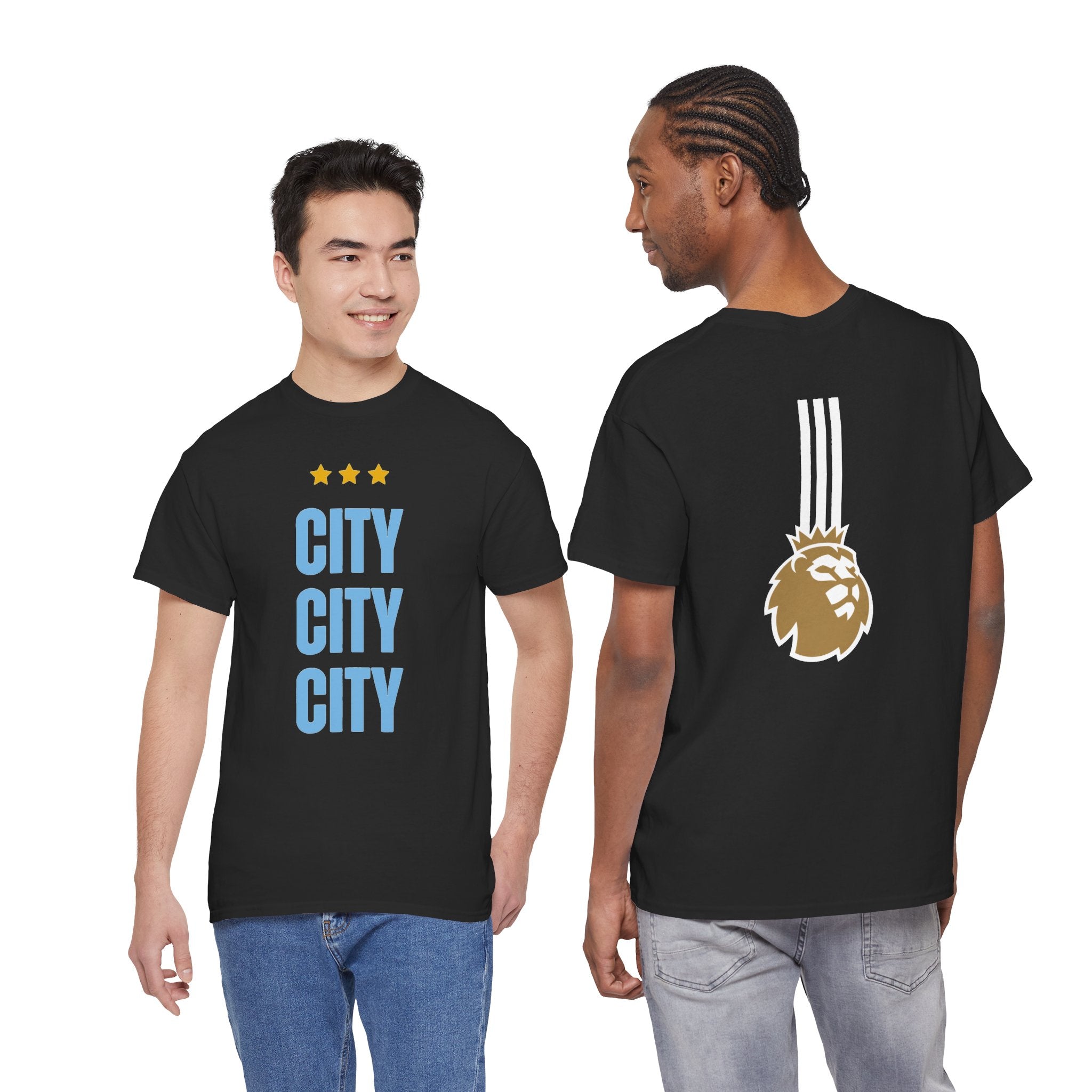Manchester City City City Tee — Retro Three-Star Premier League Lion Soccer Shirt