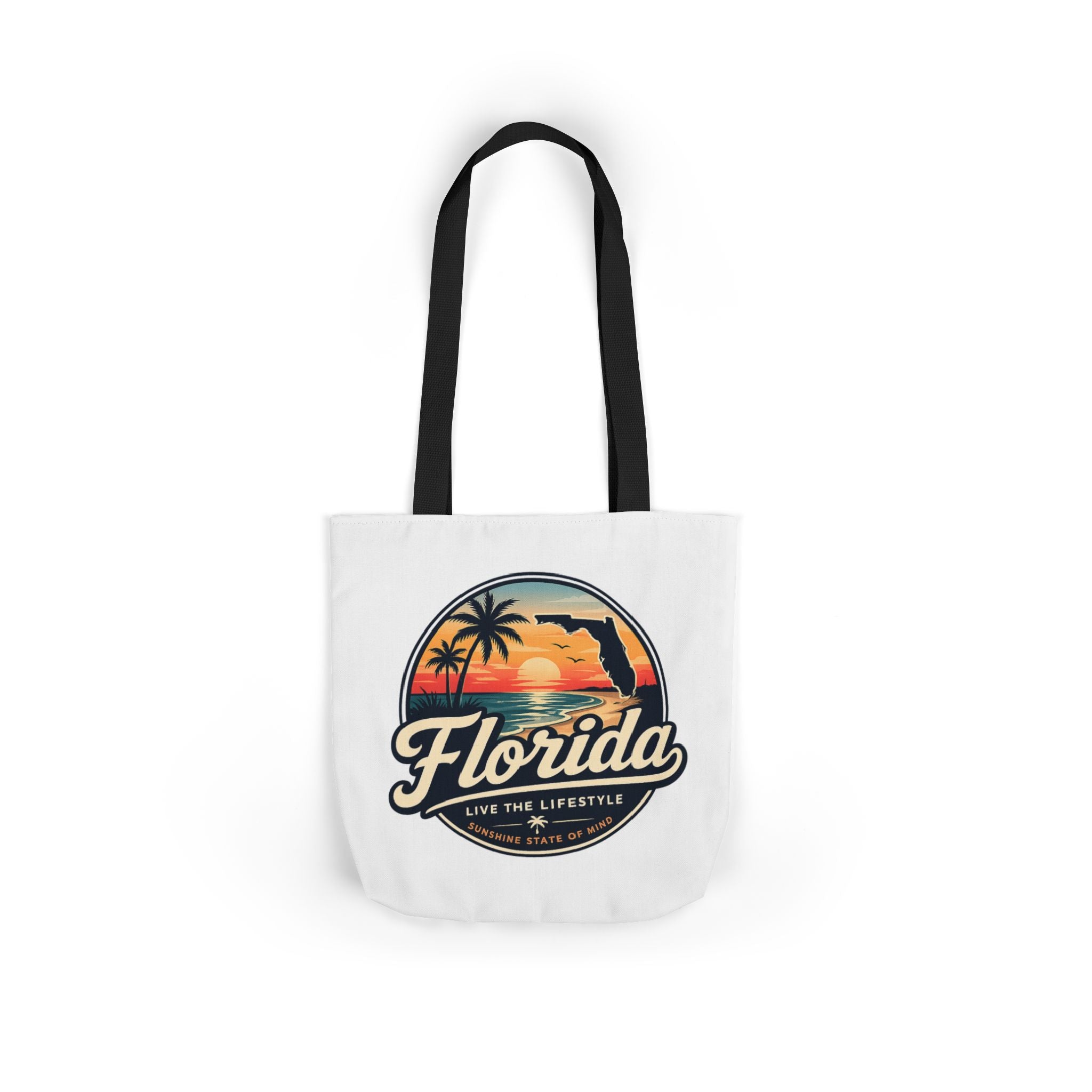 Florida Sunset Canvas Tote Bag — Retro Palm Beach Design