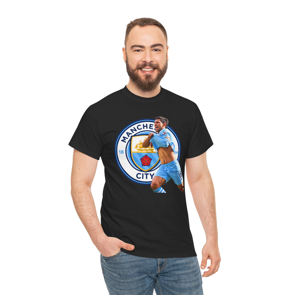 Sergio Aguero Manchester City Legend Soccer Tee — Player Celebration Graphic T-Shirt