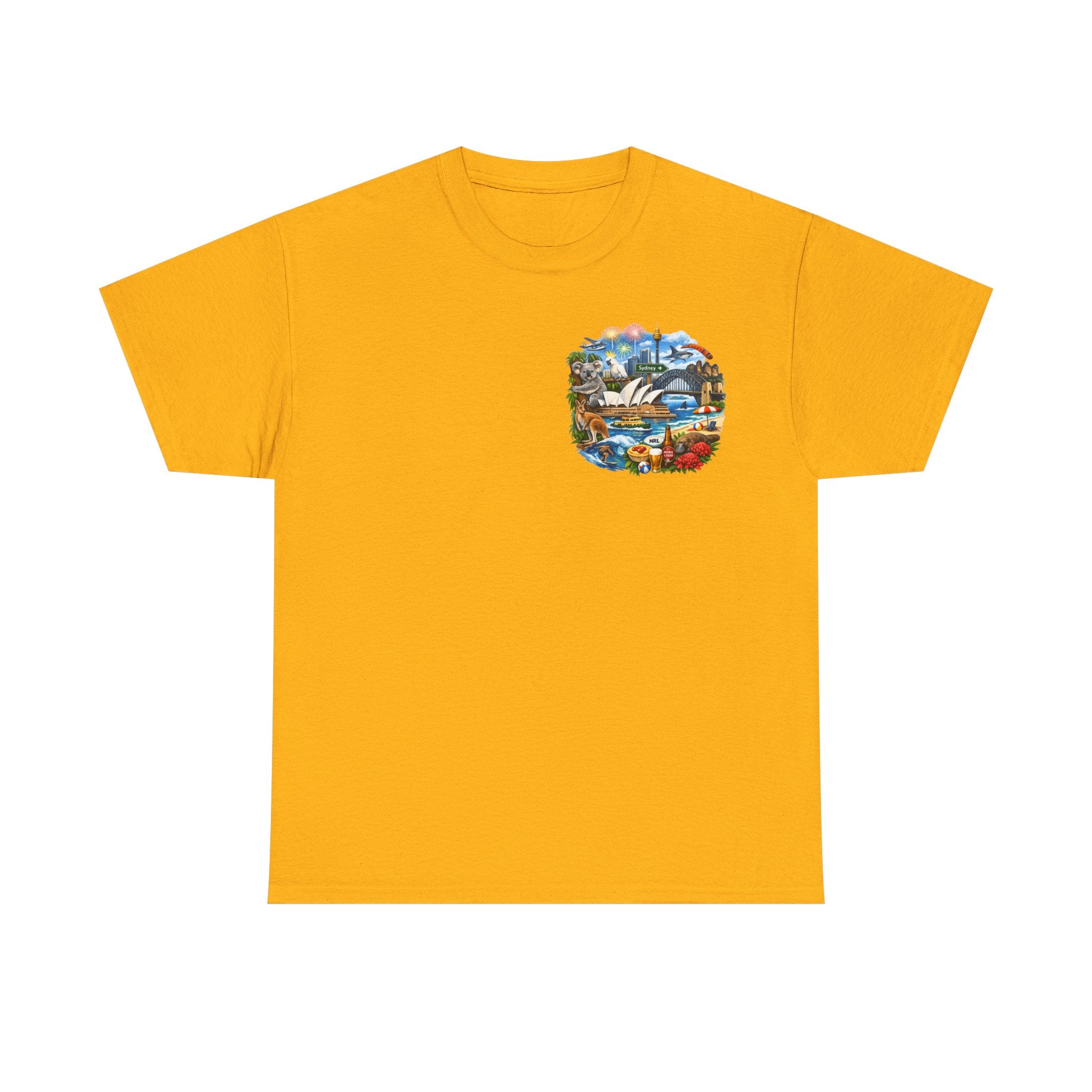 T-Shirt — Sydney Landmark Collage Tee (Opera House, Harbour Bridge, Koala & Beach Scene)