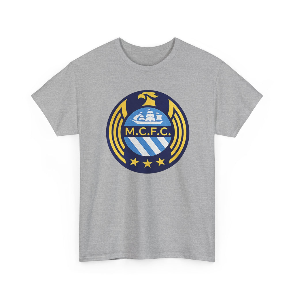 MCFC Crest T-Shirt — Vintage Blue & Gold Soccer Tee