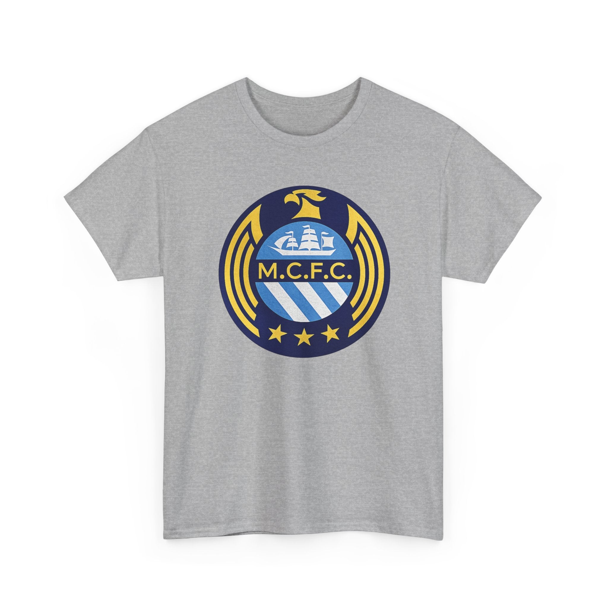 MCFC Crest T-Shirt — Vintage Blue & Gold Soccer Tee