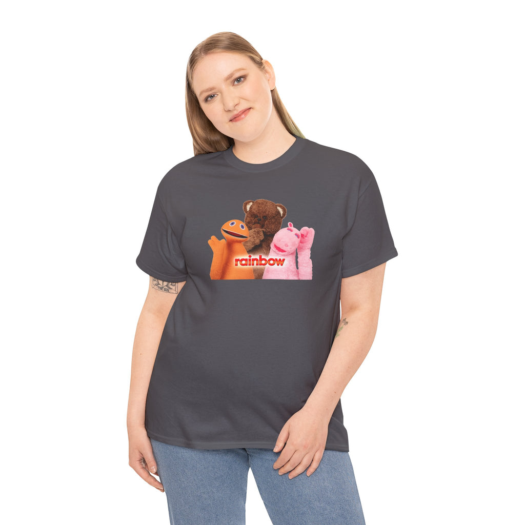 Rainbow Kids TV Zippy, George and Bungle Puppets T-Shirt — Cute Teddy & Hand Puppets Graphic Tee
