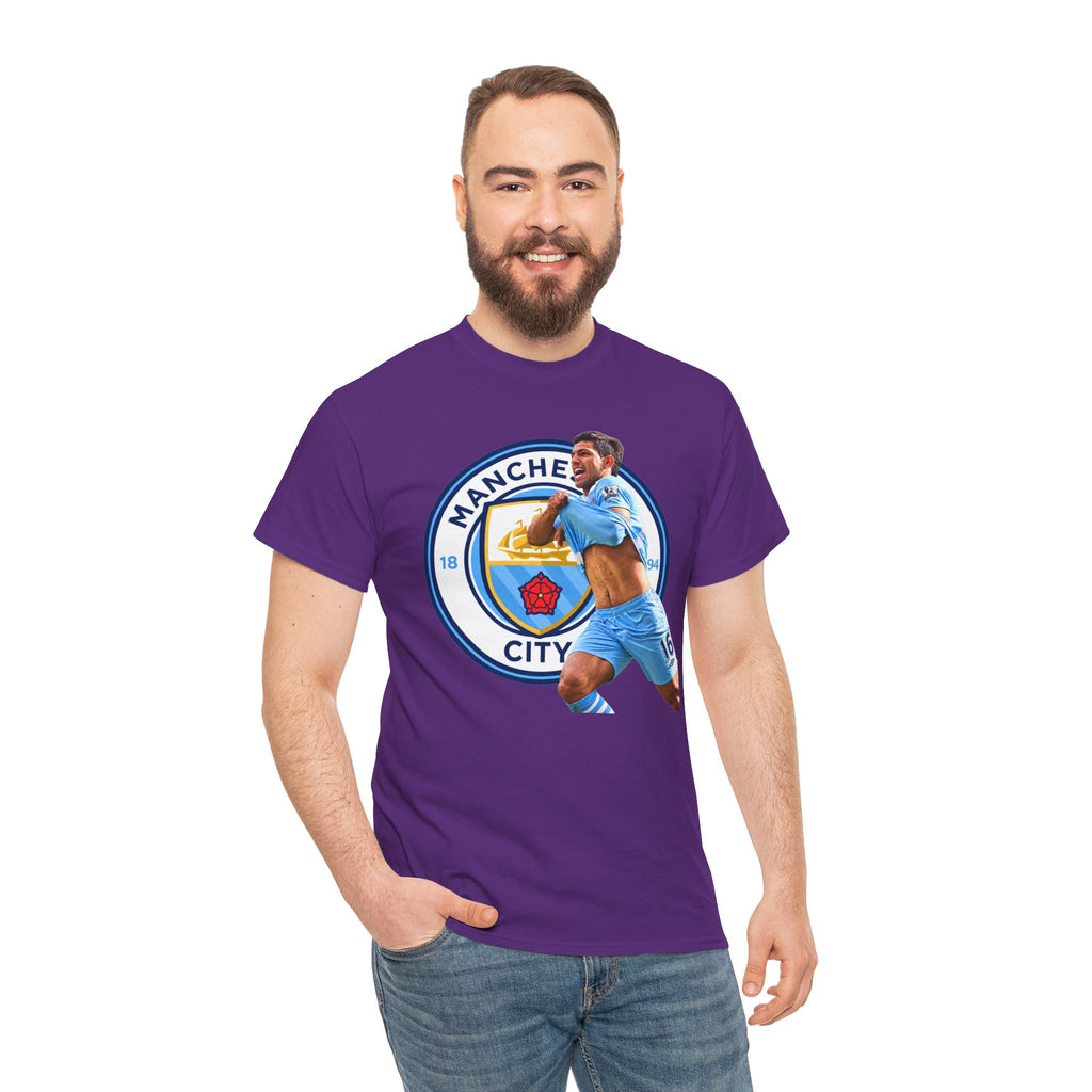 Sergio Aguero Manchester City Legend Soccer Tee — Player Celebration Graphic T-Shirt