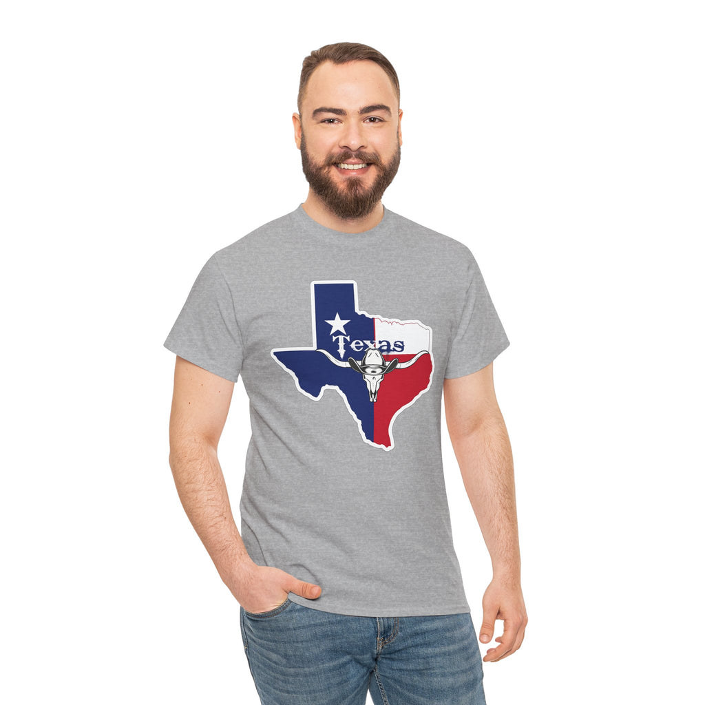 Texas Flag Outline T-Shirt — Lone Star State Map Tee with 'Texas' Text