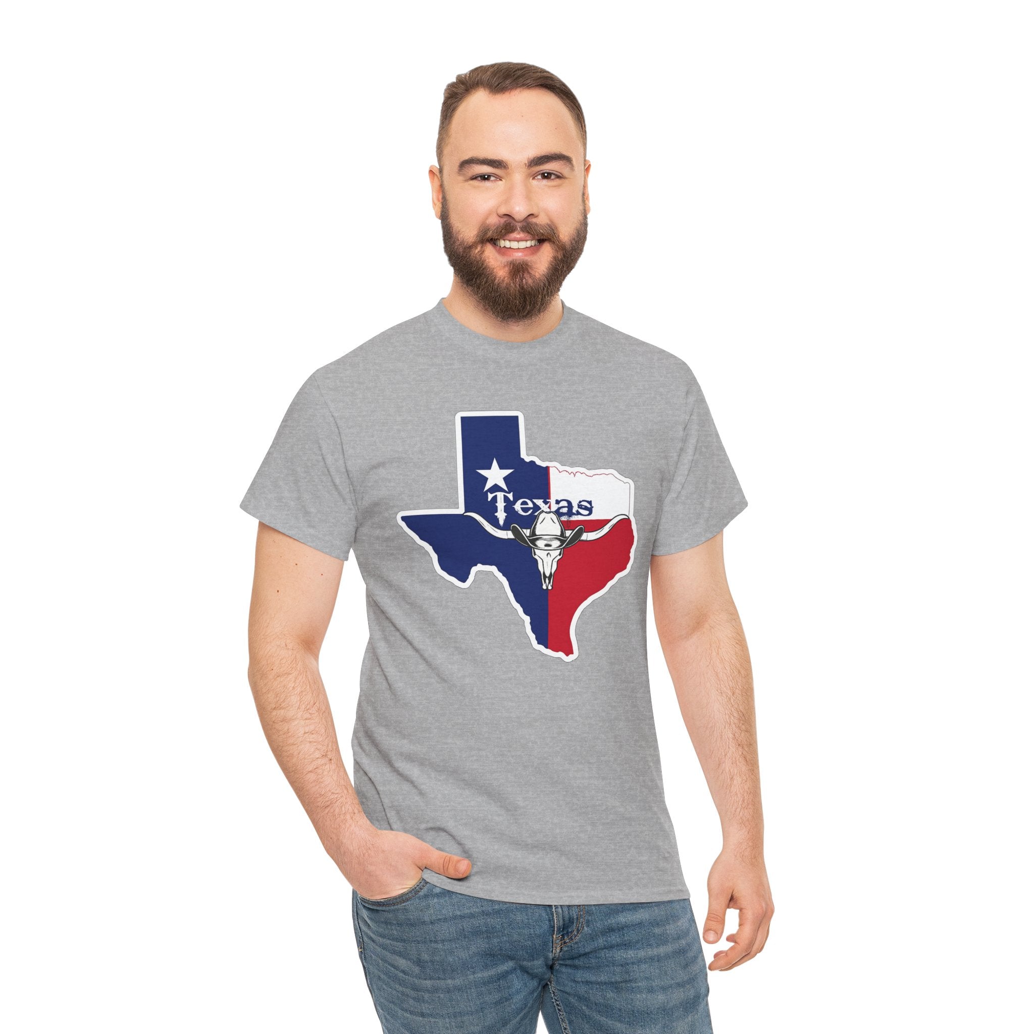 Texas Flag Outline T-Shirt — Lone Star State Map Tee with 'Texas' Text