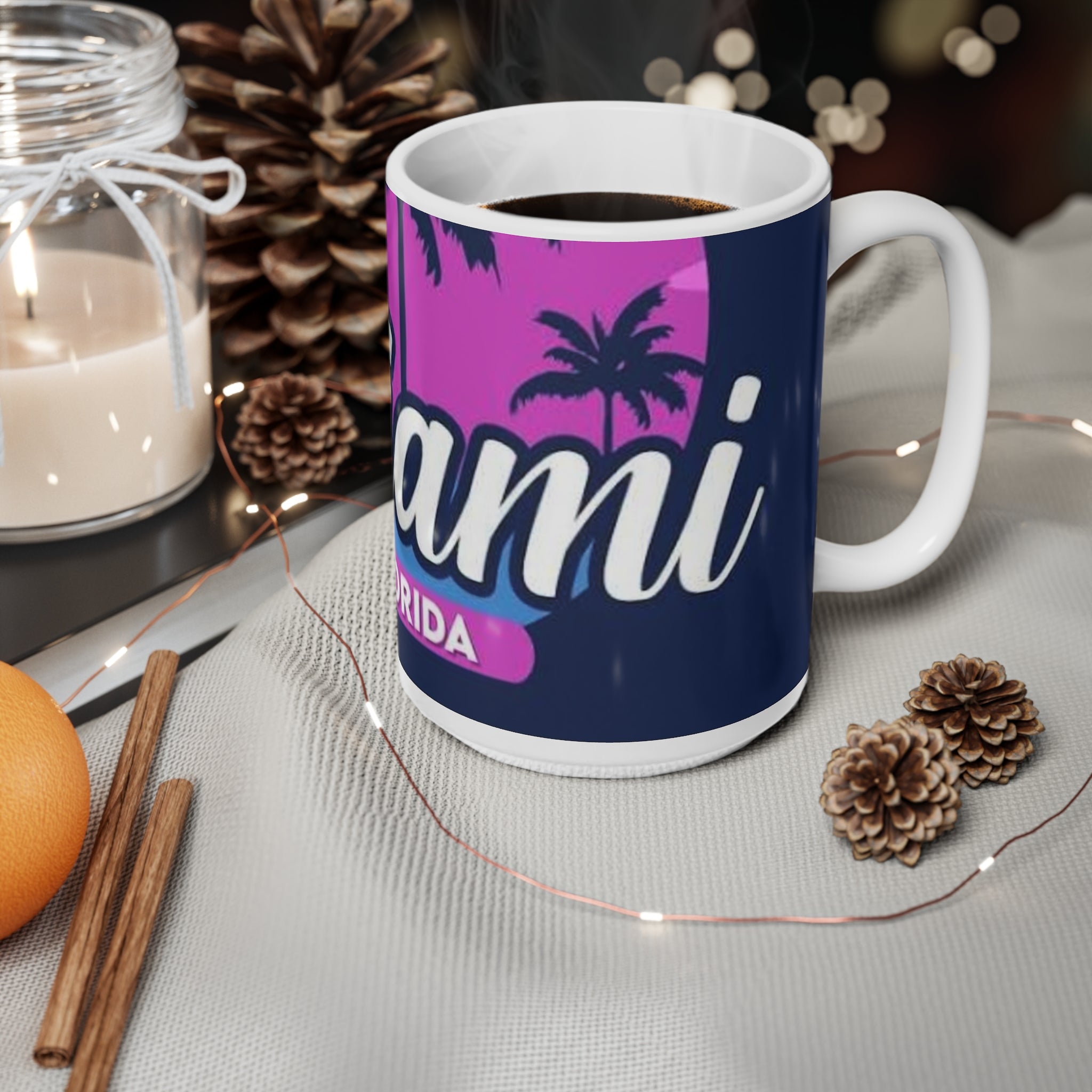 Miami Florida Retro Palm Tree Coffee Mug — 11oz & 15oz Ceramic