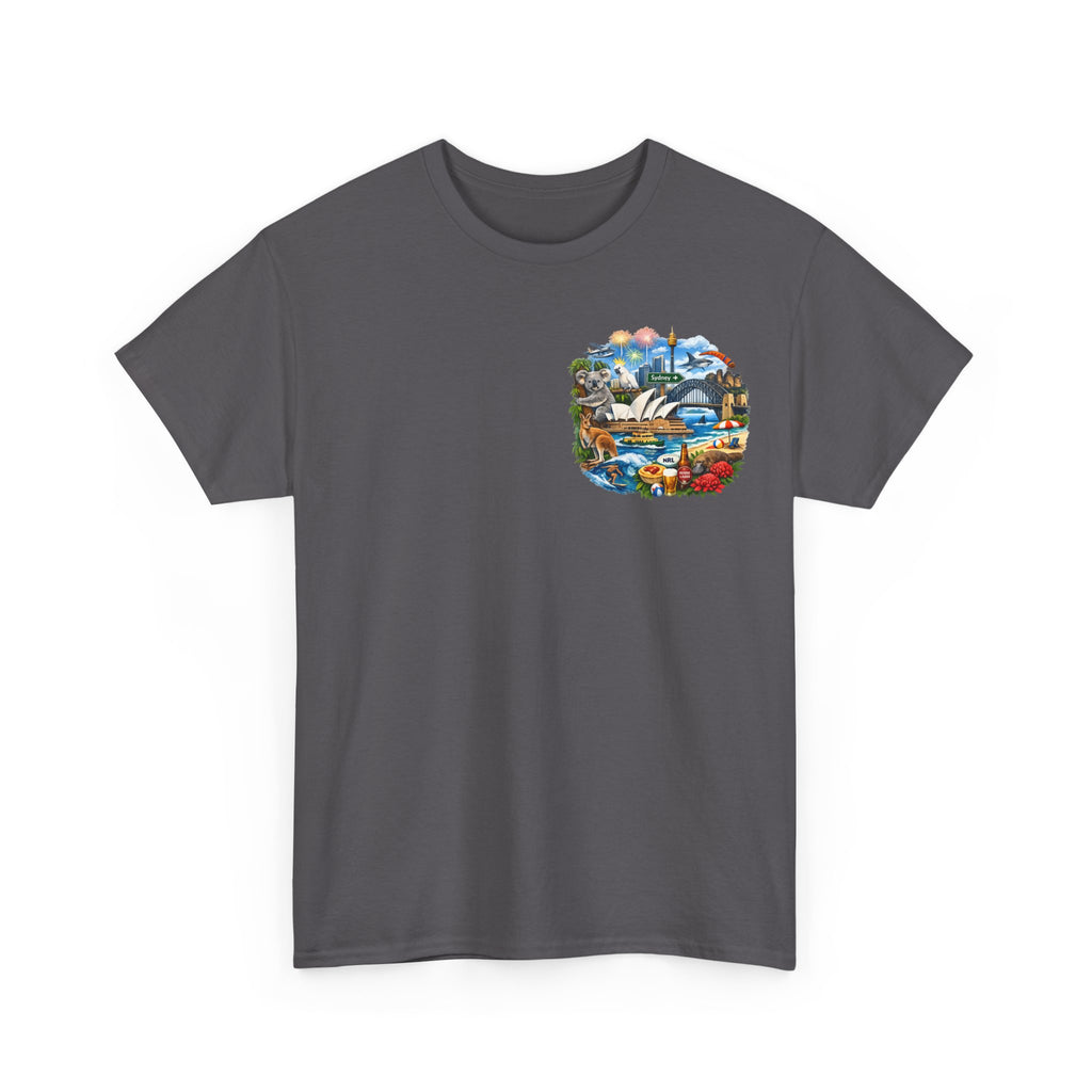 T-Shirt — Sydney Landmark Collage Tee (Opera House, Harbour Bridge, Koala & Beach Scene)