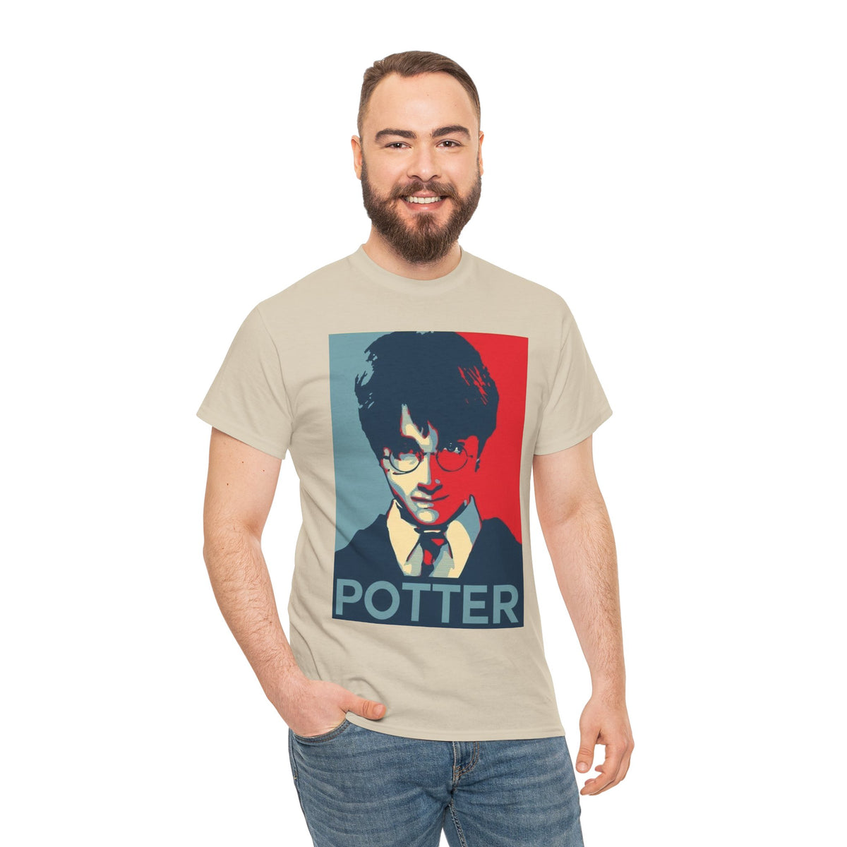 Harry Potter Inspired Vintage Wizard Portrait Cotton T‑Shirt — 'Potter' Graphic Tee