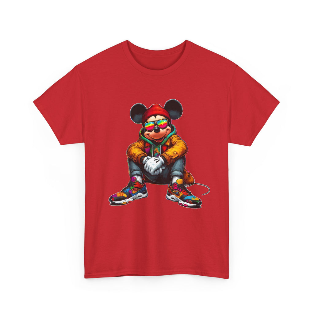 Mickey Mouse Streetwear Graphic Tee — Hip-Hop Mouse Character Sitting in Sneakers