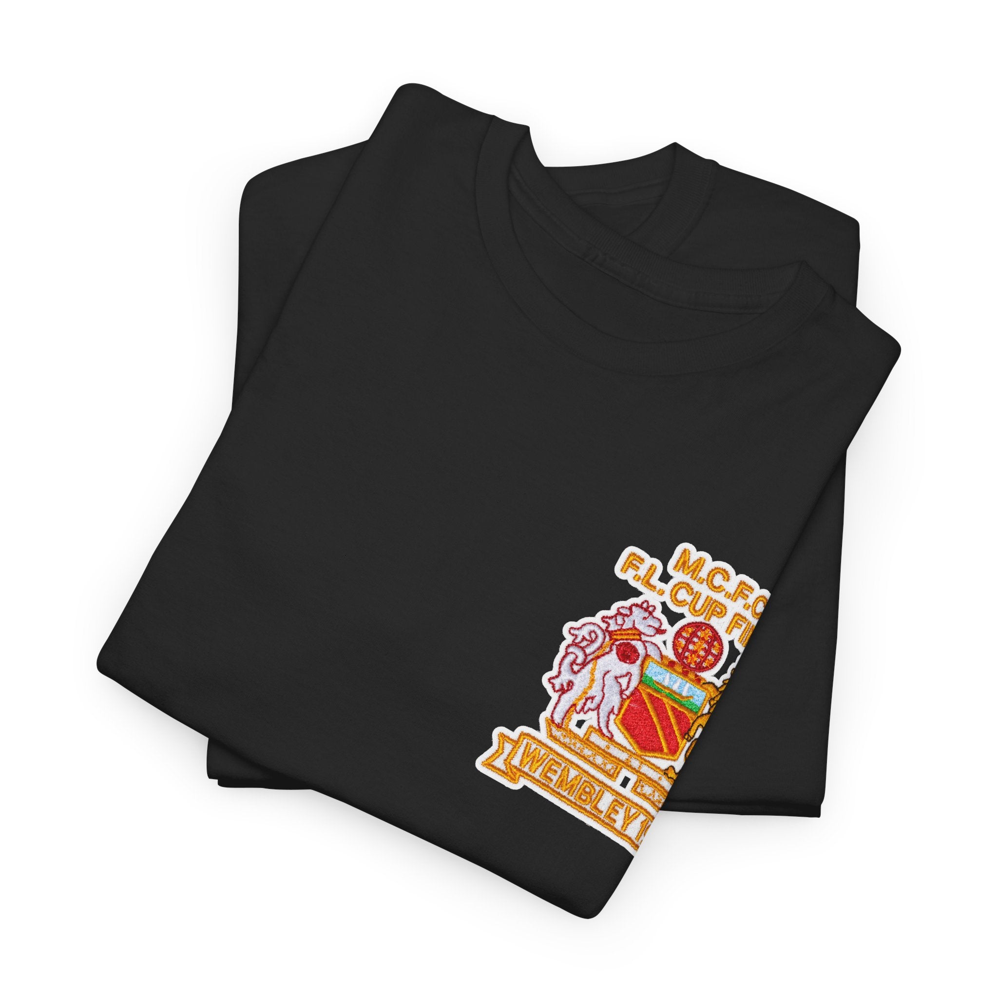 Manchester City 1976 League Cup Final Crest Cotton T‑Shirt — Vintage Football Fan Tee