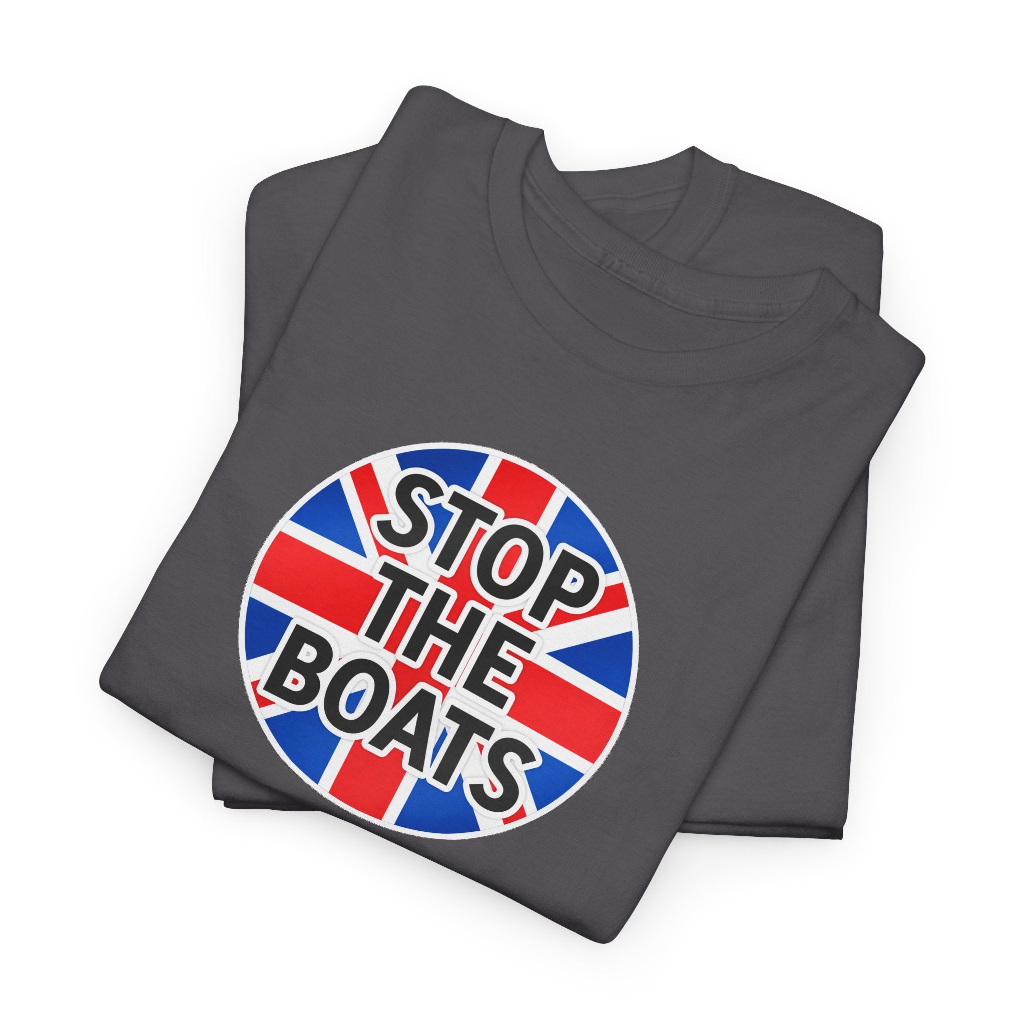 Stop The Boats Union Jack Protest Cotton T-Shirt / Tee