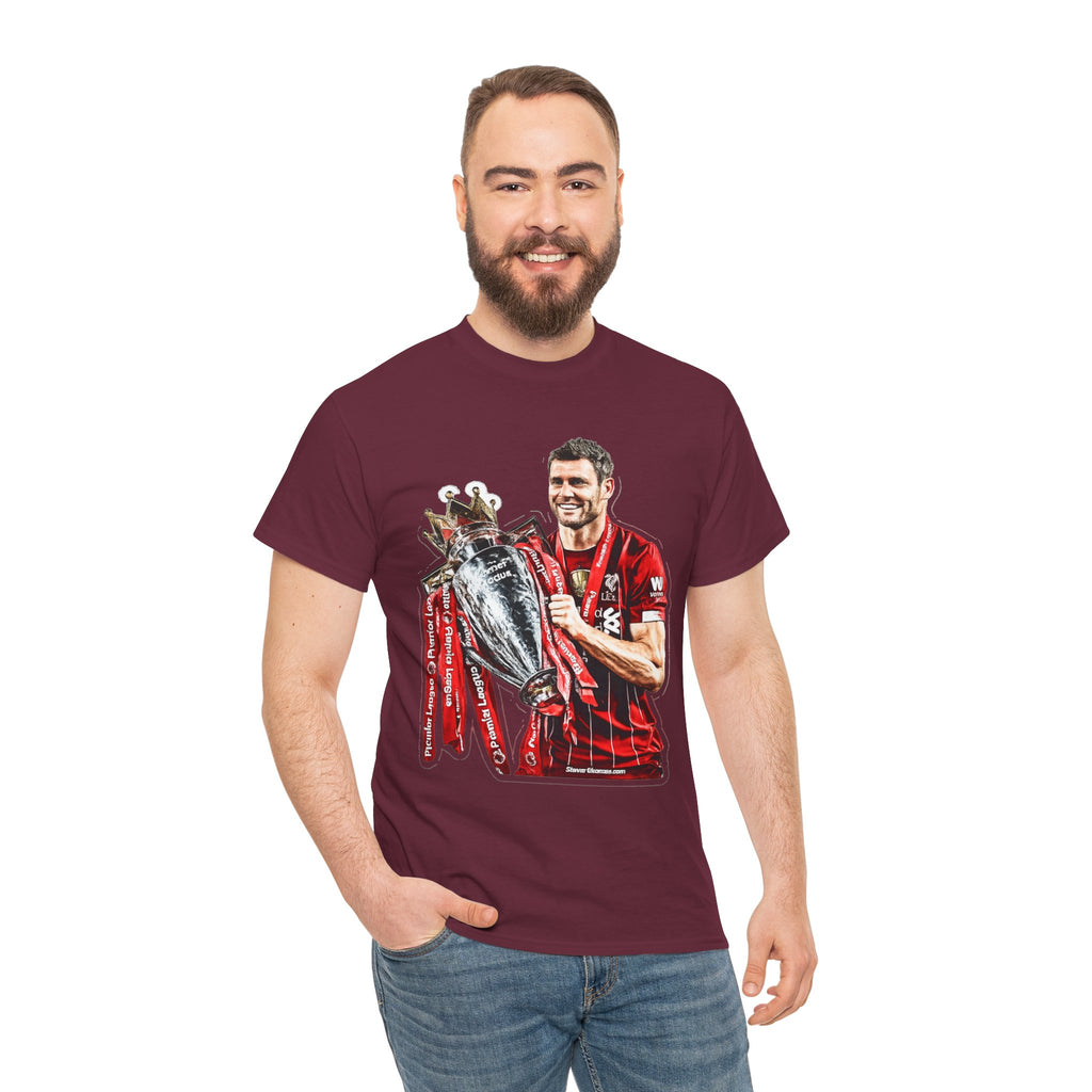 James Milner Liverpool Premier League Champion Trophy T-Shirt — Player Holding Premier Trophy