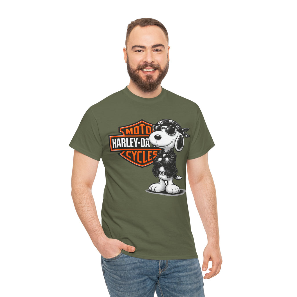 Harley-Style Snoopy Biker Cotton T-Shirt / Tee