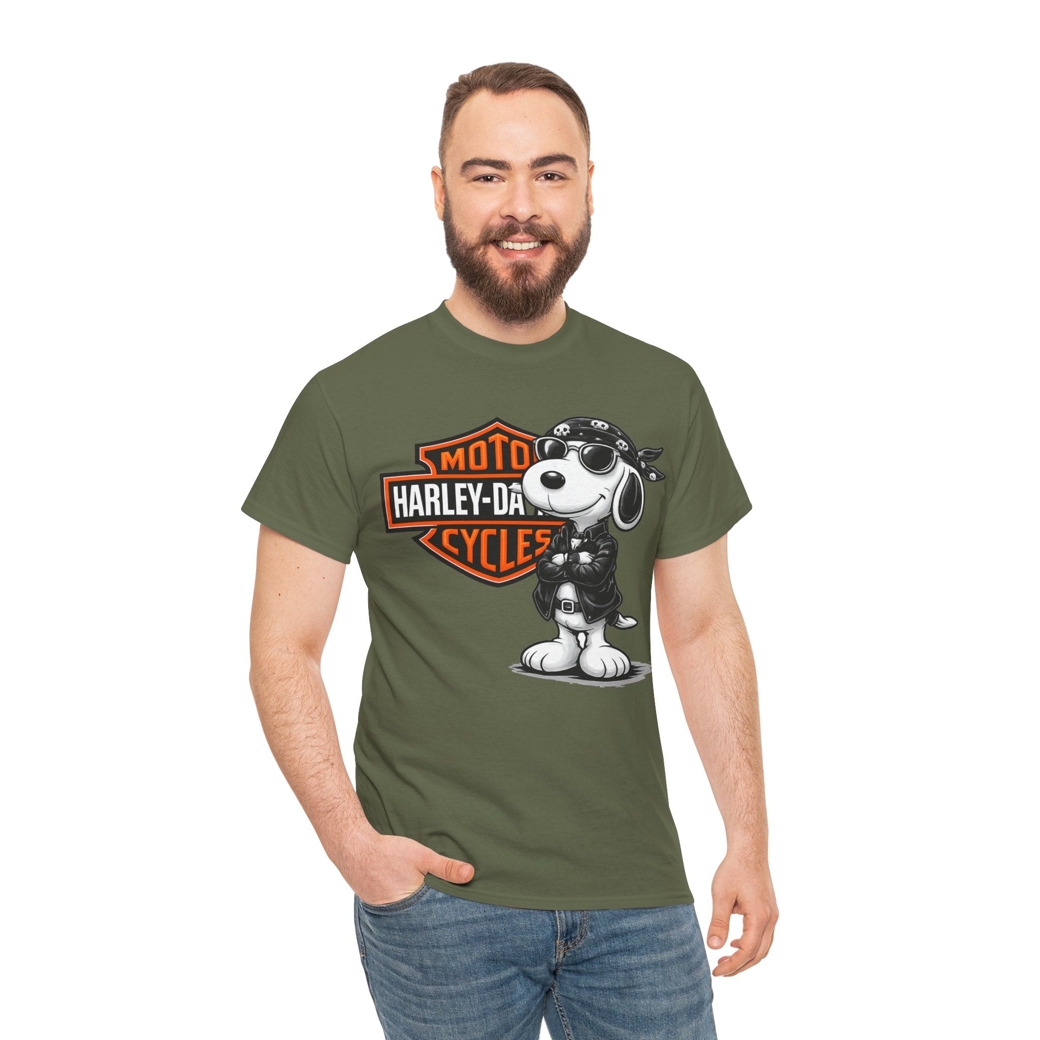 Harley-Style Snoopy Biker Cotton T-Shirt / Tee