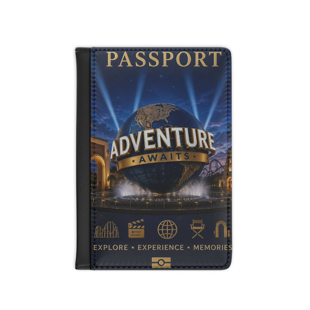 Universal Orlando Inspired Adventure Awaits Passport Cover – Travel Passport Holder with Globe Design